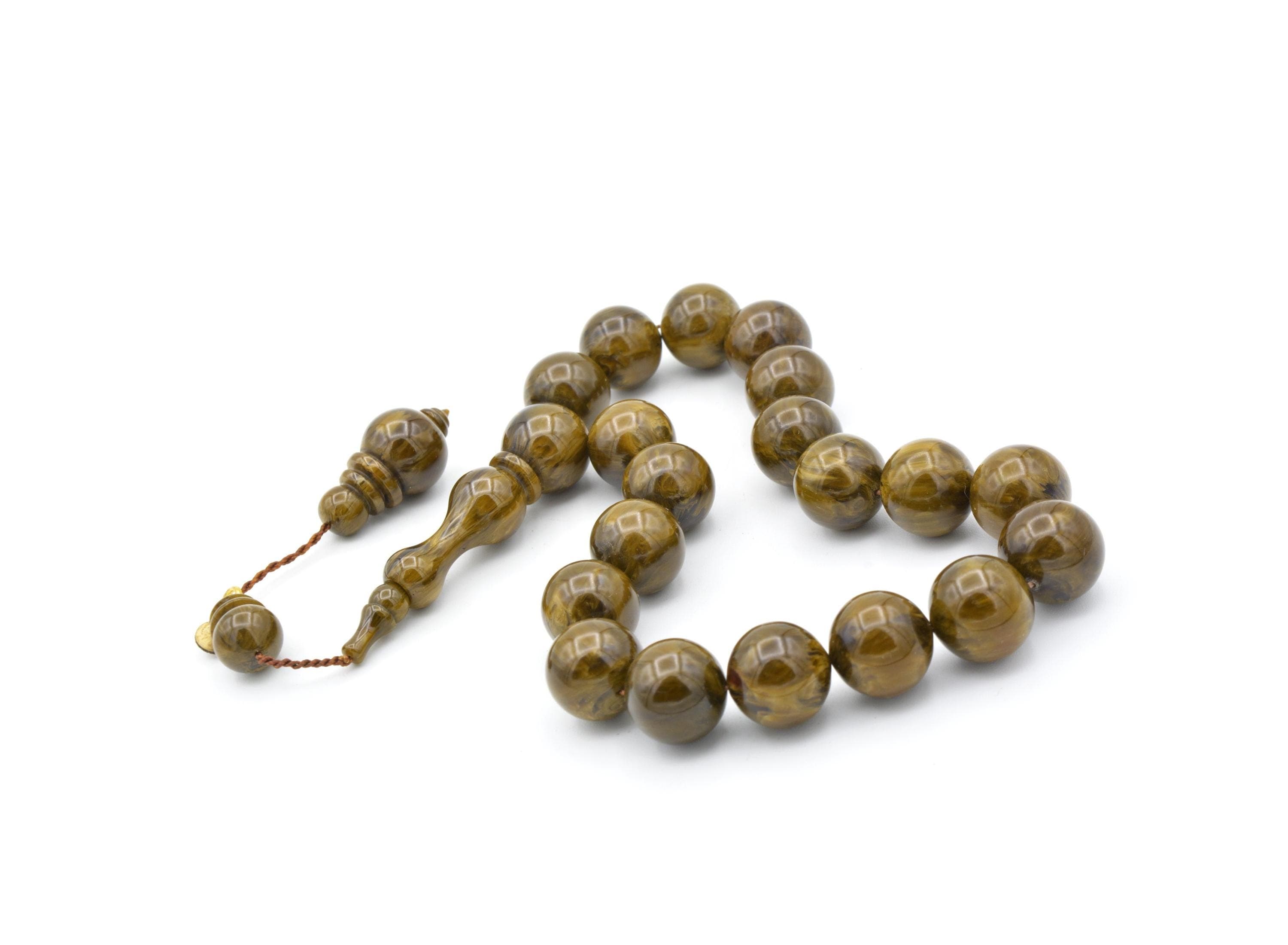 Vefa Master's Green Bakelite Amber 17 Beads Rosary, Green Bakelite Amber, Burgundy Bakelite Amber 17 Beads Tasbih, Burgundy Bakelite Amber