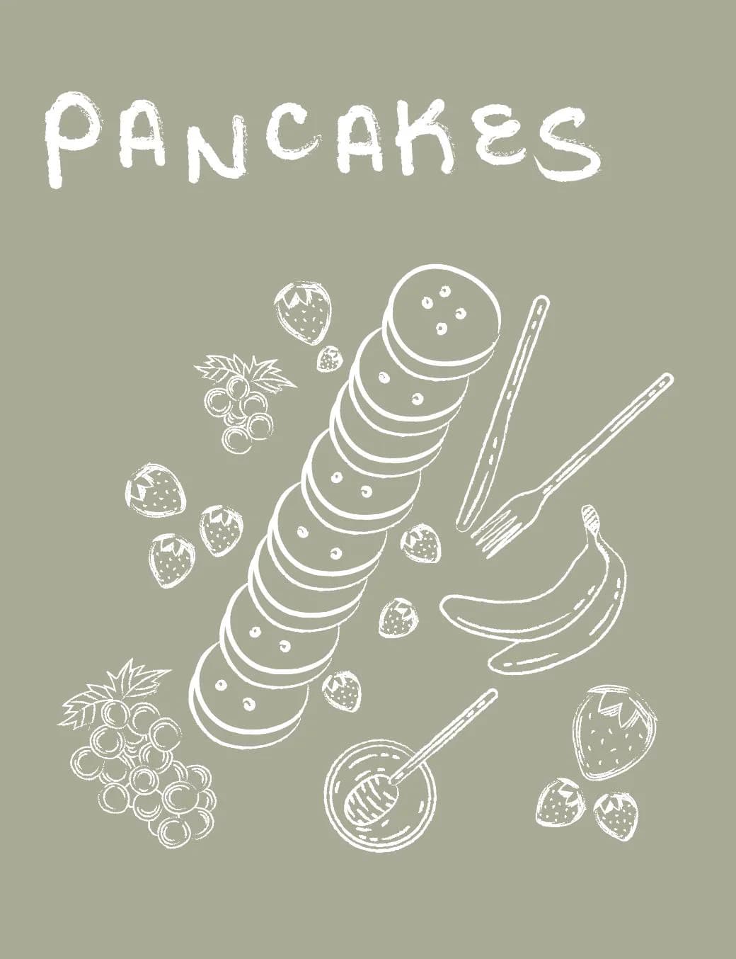 Kitchen Art Pancakes and Fruits Art Wall Kitchen Dining room Art wall Kitchen Prints Living Room Dining Room Wall Art - Home Decor