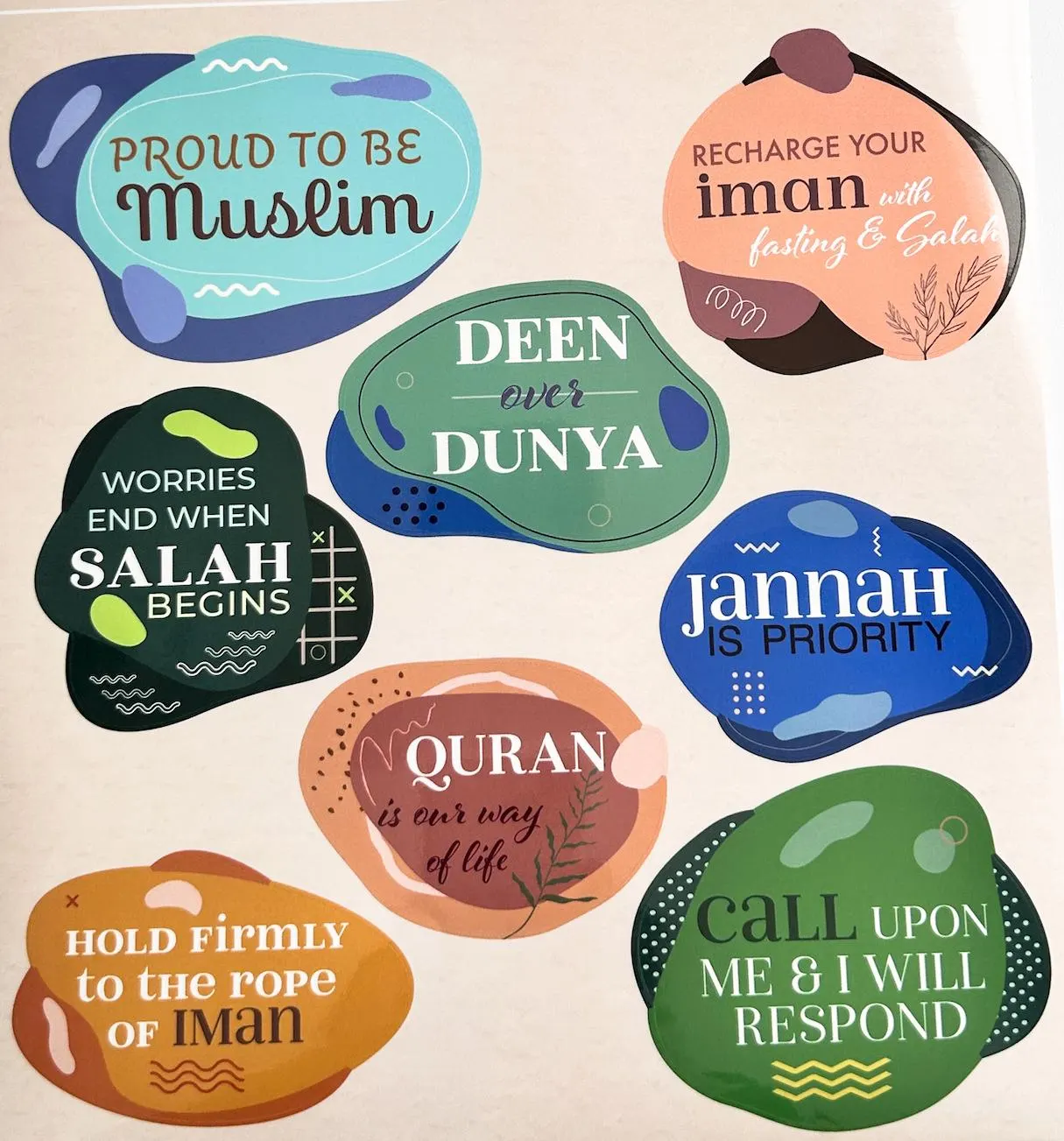 Printables 20 Islamic Sticker Sheet Cute Muslim Accessories Eid & Ramadan Muslim Stickers Quran journal Islamic Art stickers - Printable - image 2