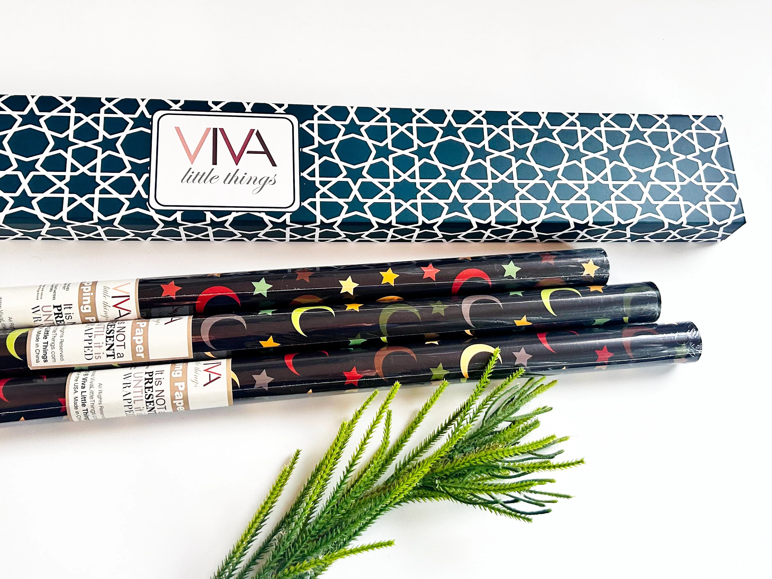 THREE ROLLS of Eid Mubarak Wrapping Paper Eid Gift Wrapping Eid Gift Wraps Islamic Gift Wrap 29 Inches x 10ft each roll - Crescents & Stars