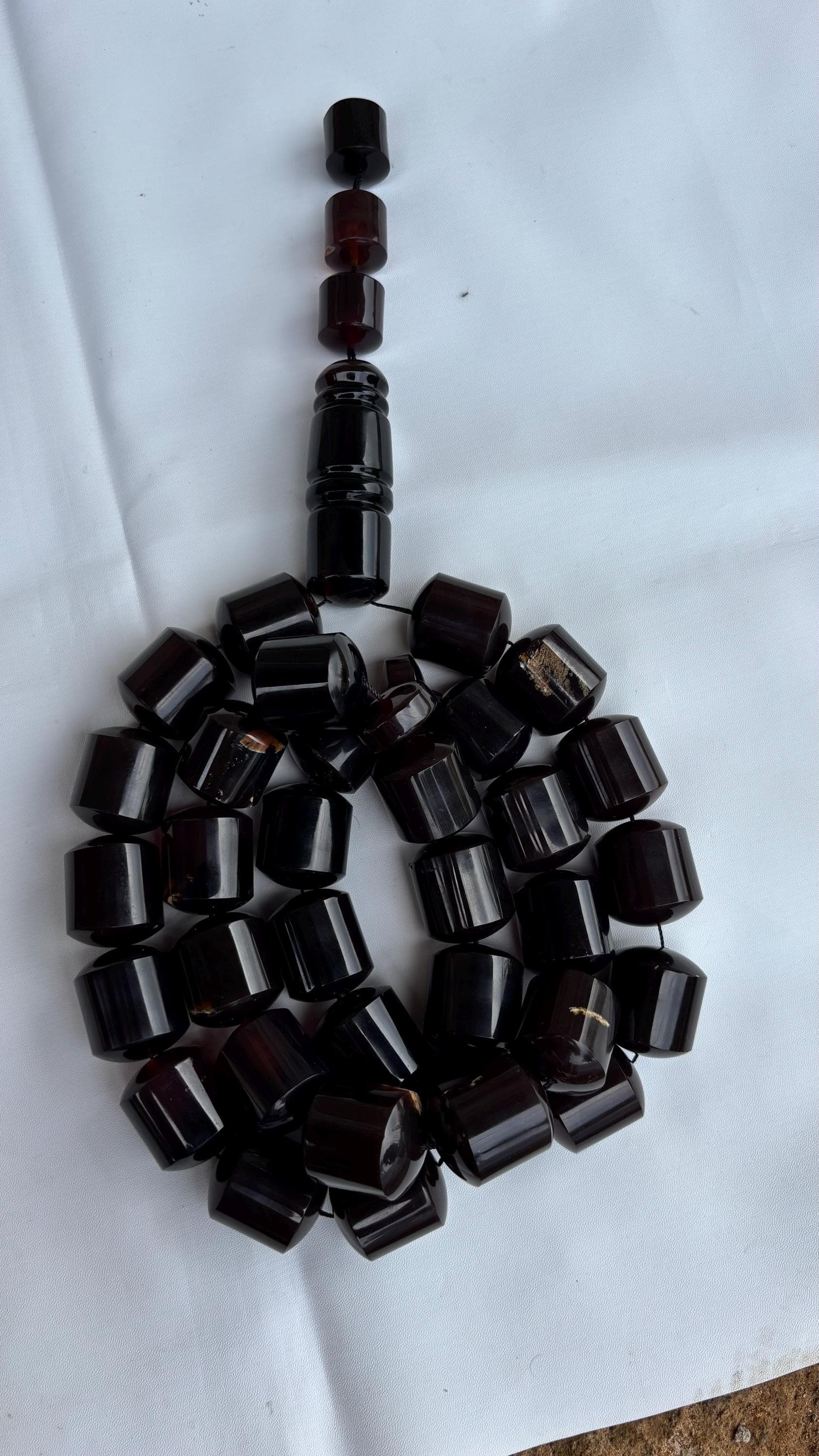 Large Sumatra Amber Tasbih 33 Beads Barrel Shape | Handmade Natural Prayer Beads | Islamic Misbaha | Muslim Gift