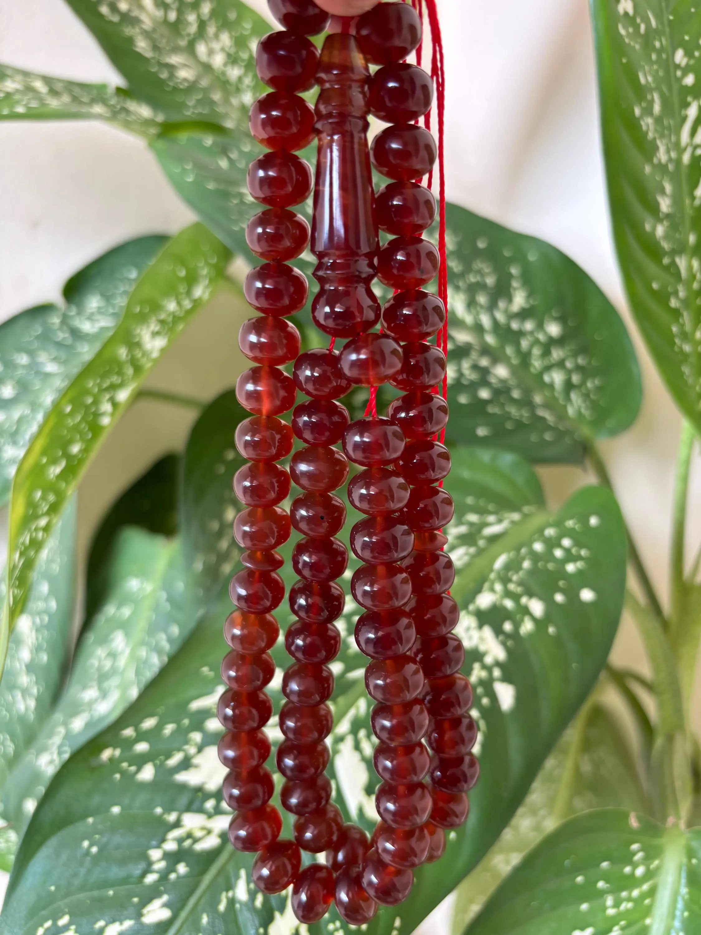 Red Sumatra Amber Tasbih: 66 Natural Donut Prayer Beads - image 4