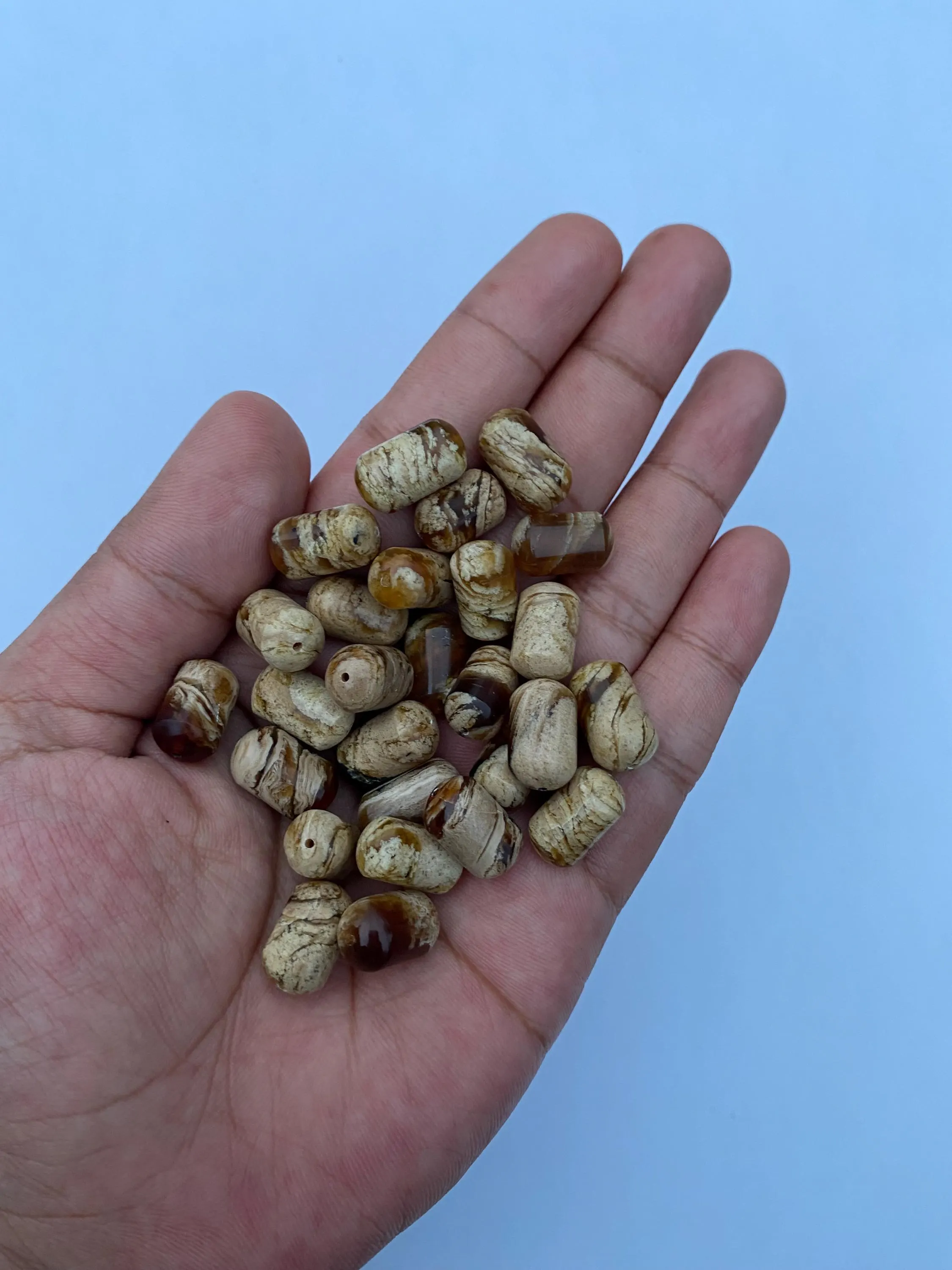 White Zebra Sumatra Amber  – Unique Pattern Gemstone Beads for Jewelry Making or Collector Gift