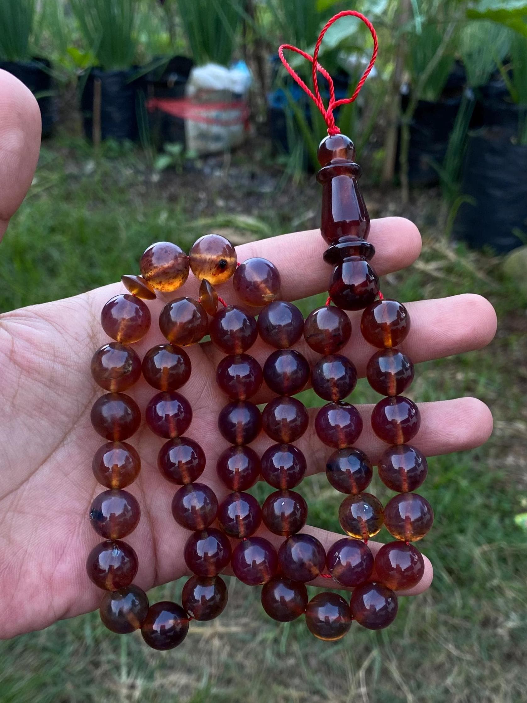 Sumatran Amber Misbaha | Islamic Tasbih 45 Beads | Natural Resin Prayer Beads | Eid Gift - image 4