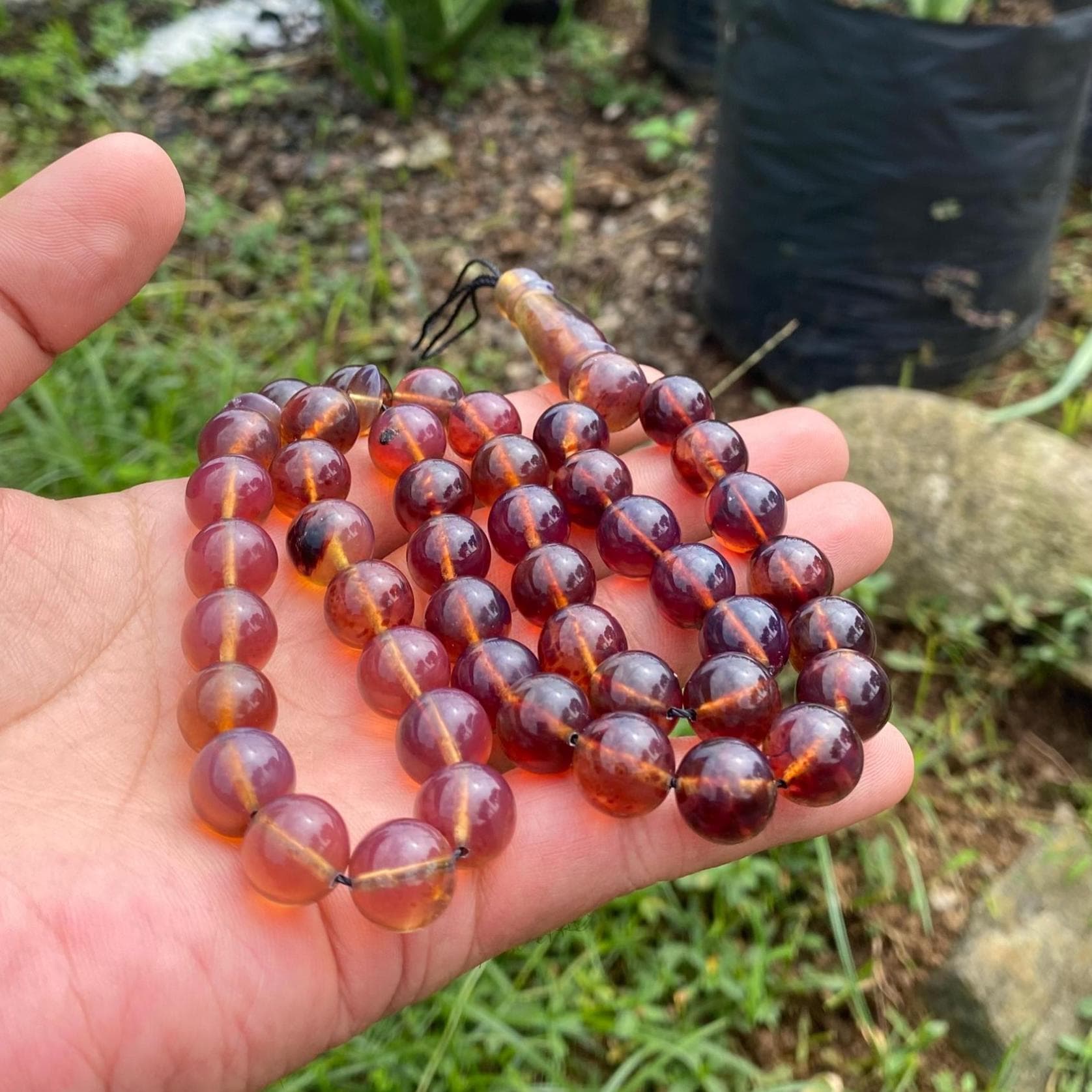 Sumatra Amber Tasbih – Blue & Yellow Natural Resin Beads – Muslim Prayer Gift - image 4