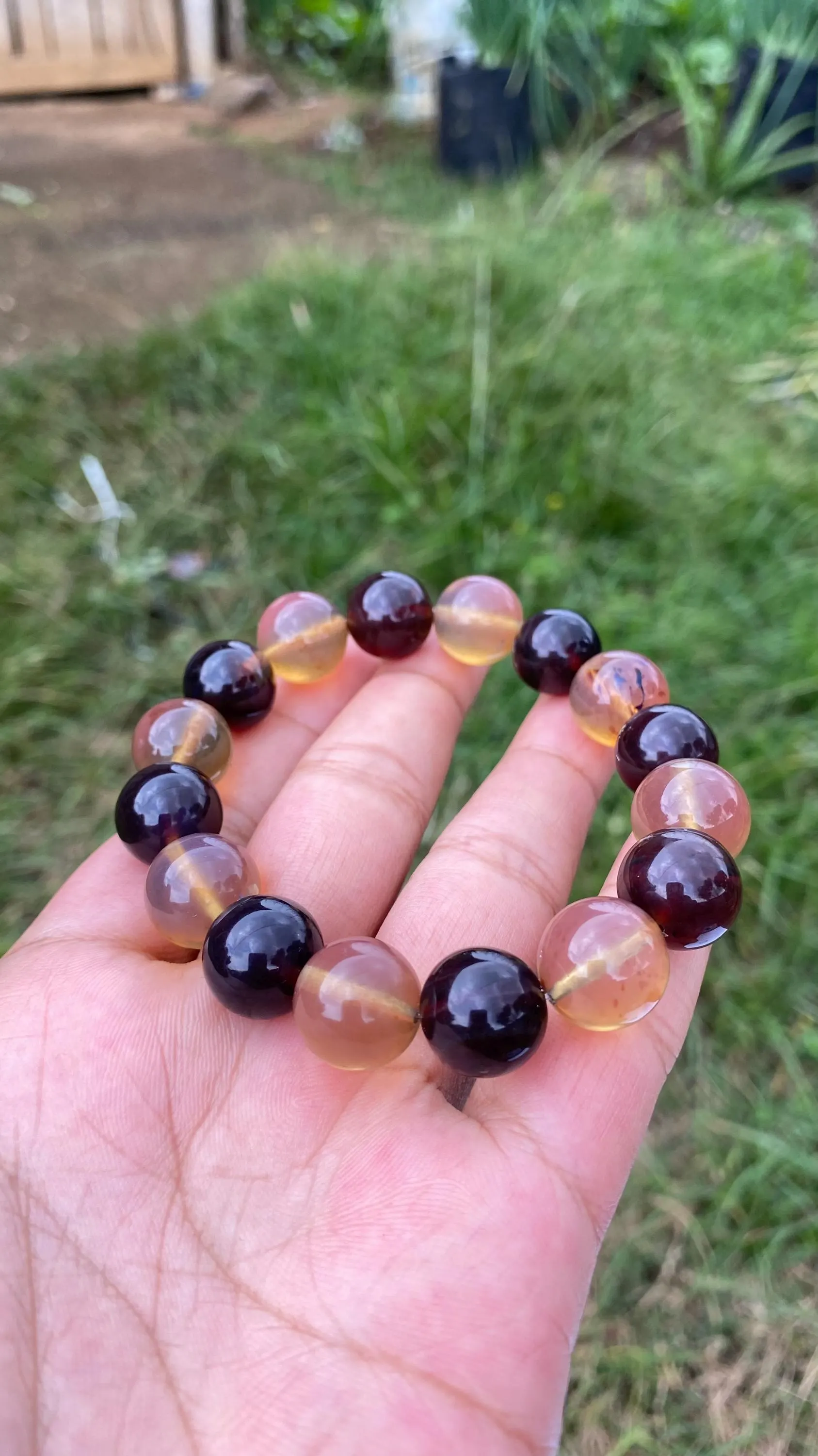 Sumatra Amber Bracelet – Red Yellow Natural Fossil Gemstone Jewelry