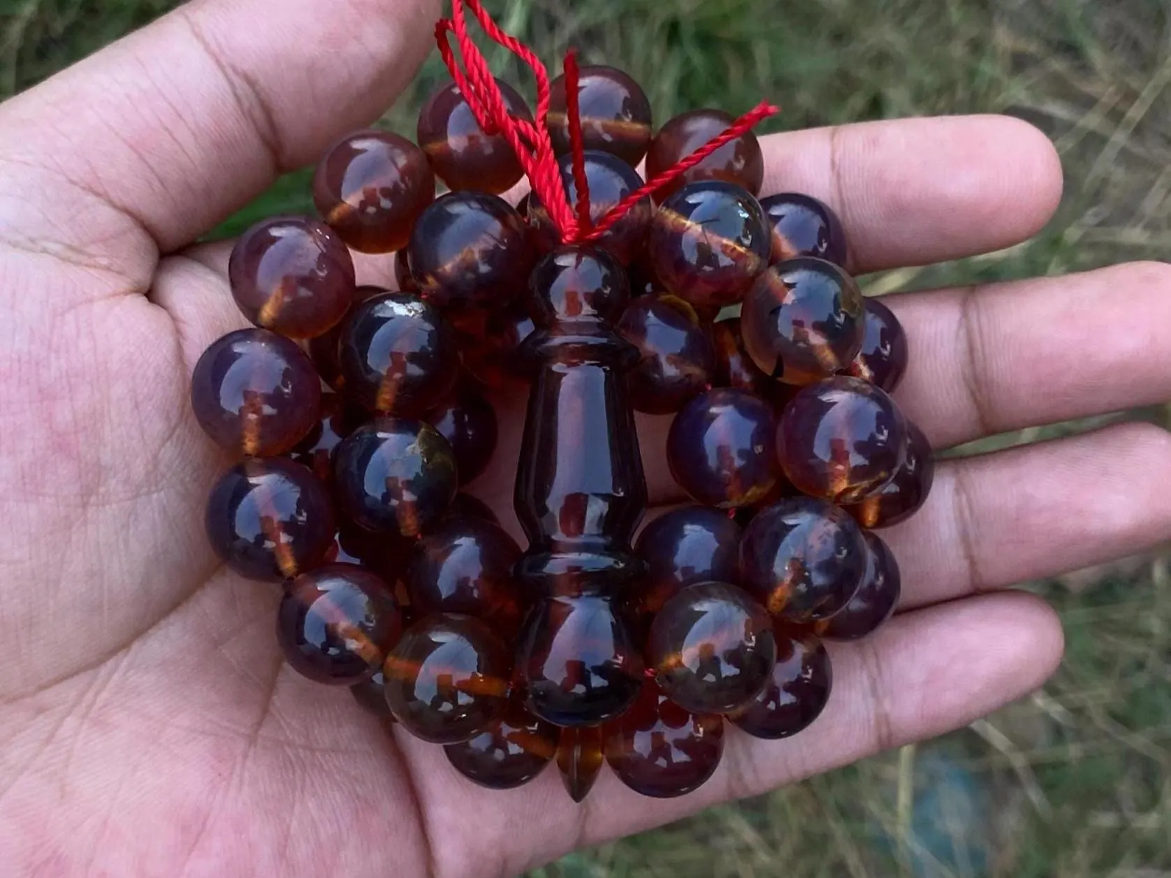 Sumatran Amber Misbaha | Islamic Tasbih 45 Beads | Natural Resin Prayer Beads | Eid Gift