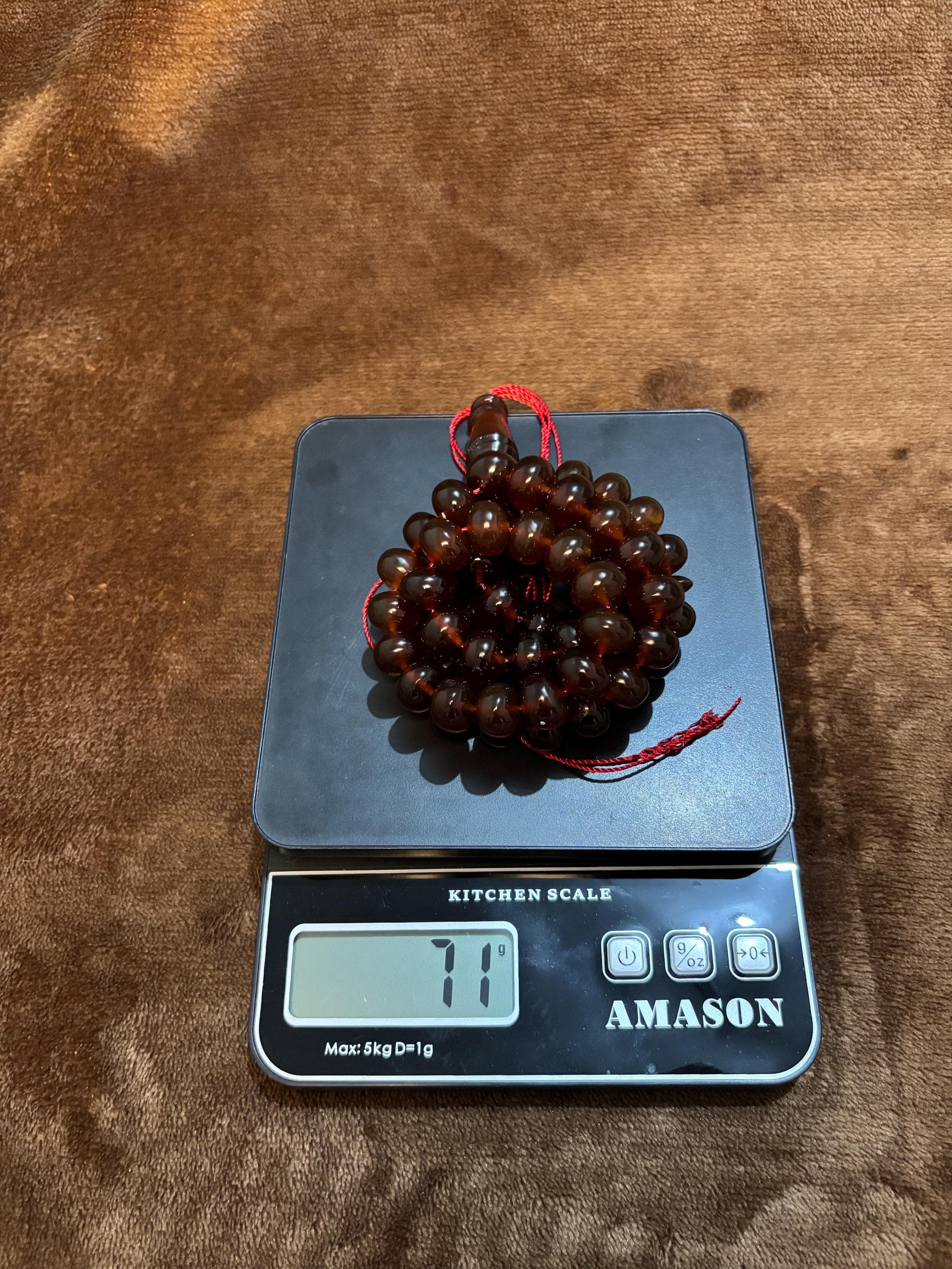 Red Sumatra Amber Tasbih: 66 Natural Donut Prayer Beads - image 5