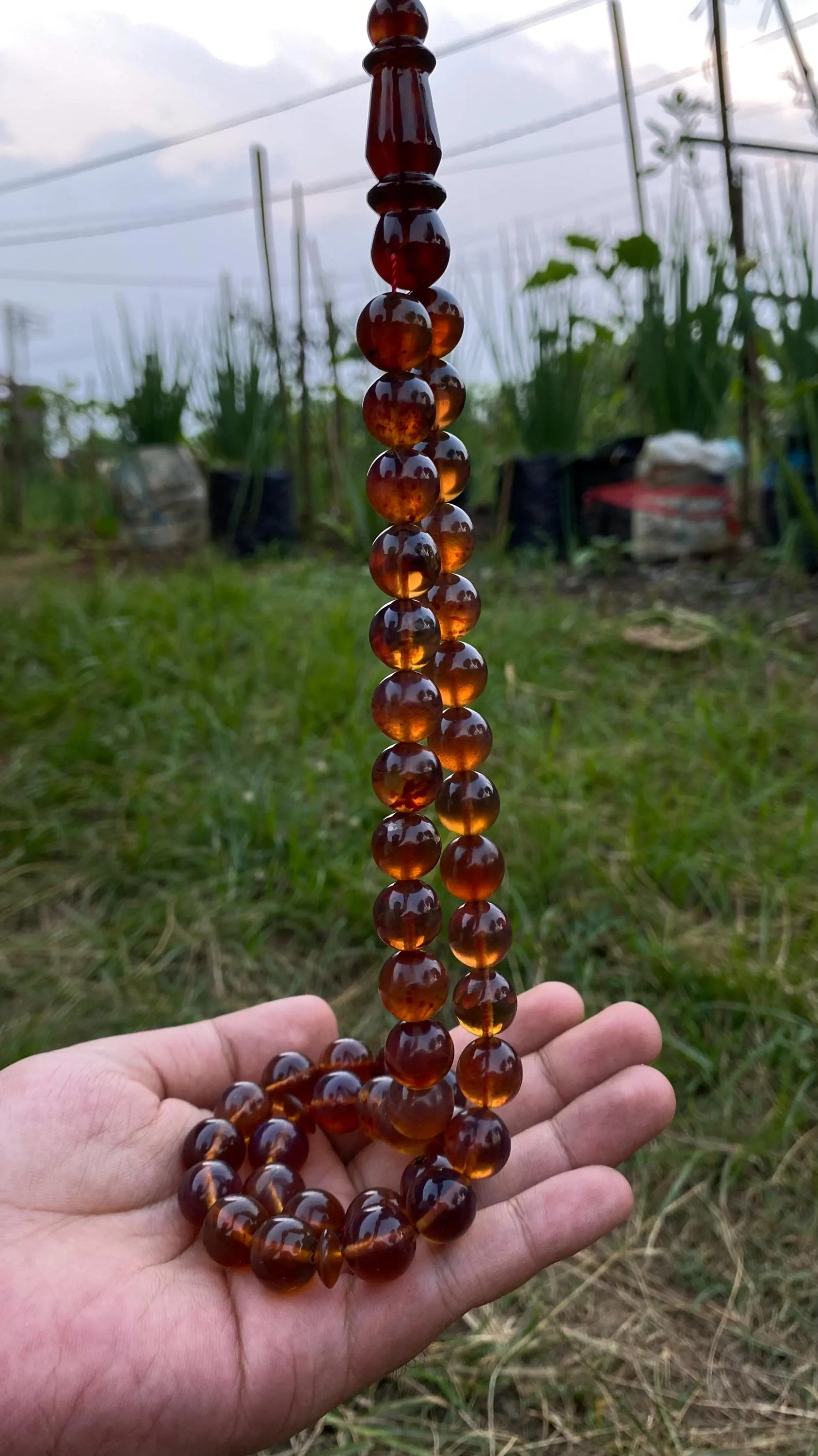 Sumatran Amber Misbaha | Islamic Tasbih 45 Beads | Natural Resin Prayer Beads | Eid Gift - image 3