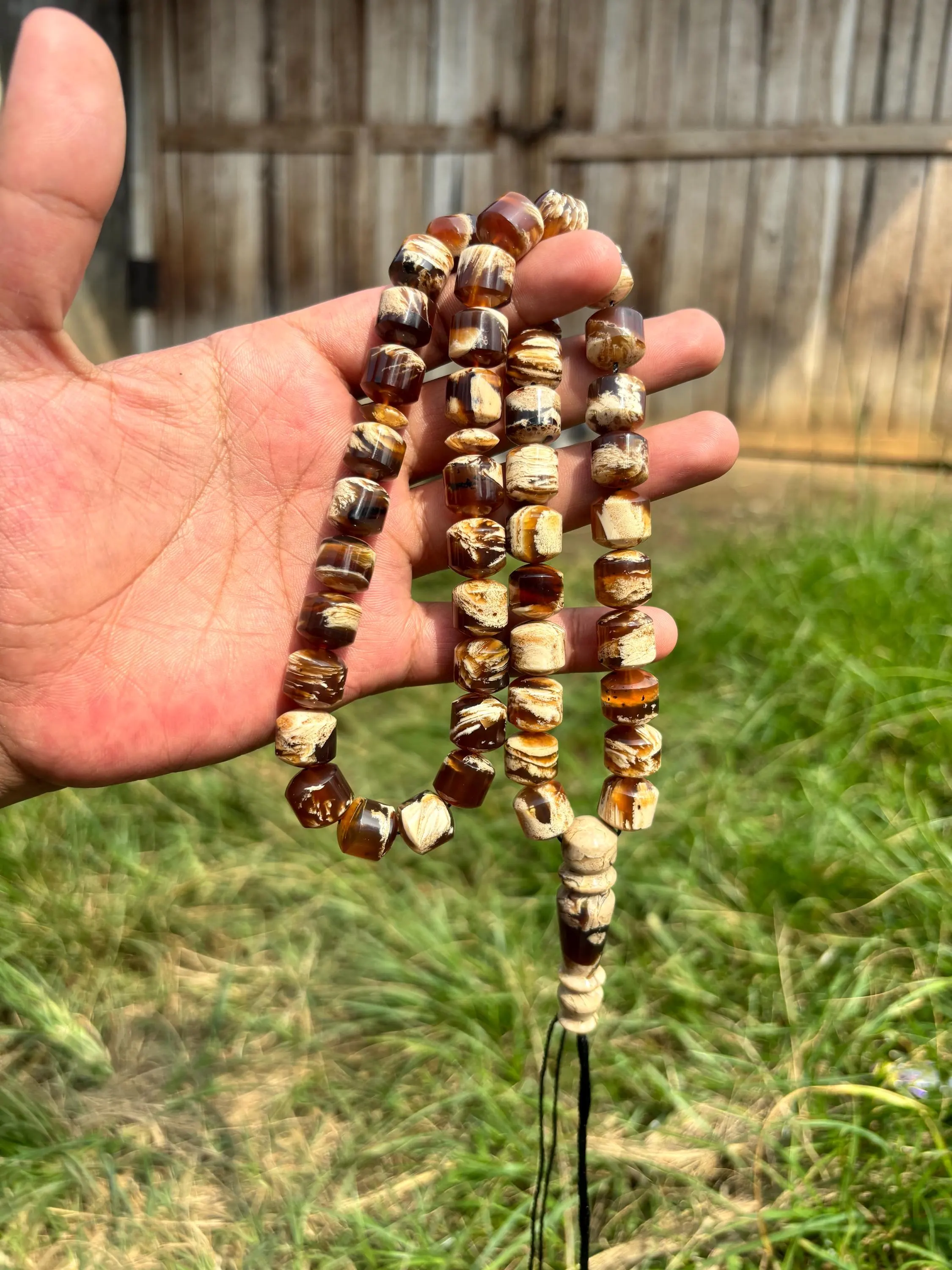 Sumatra Amber Barrel Beads: Zebra Pattern, Indonesian Fossil Resin - Set of 45 - image 4