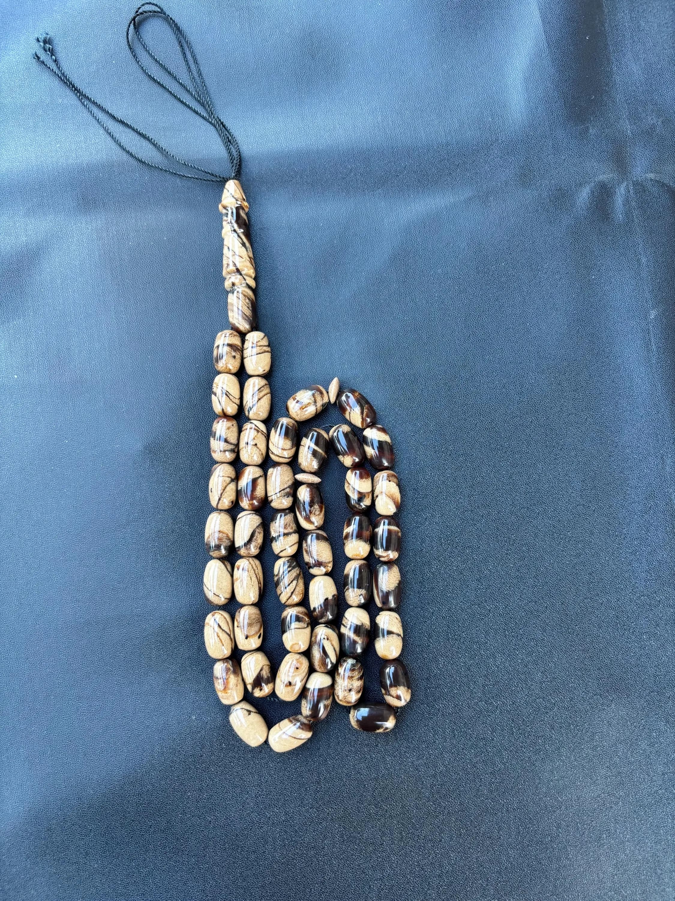 Sumatra Zebra Amber Tasbih | Natural Indonesian Olive Shape Prayer Beads - image 5