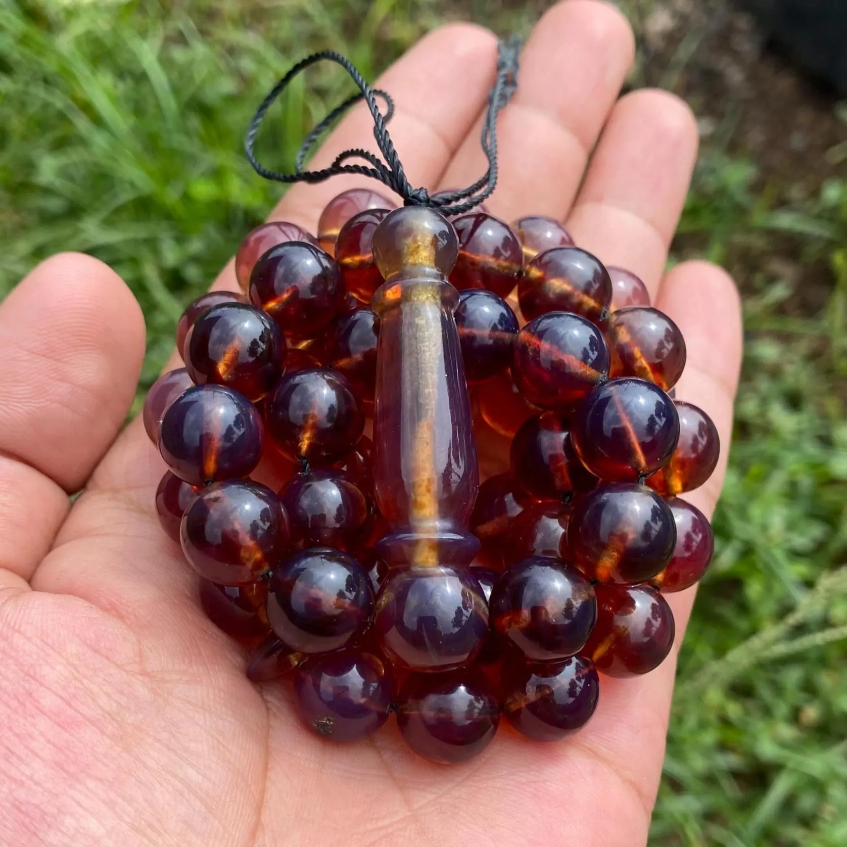 Sumatra Amber Tasbih – Blue & Yellow Natural Resin Beads – Muslim Prayer Gift