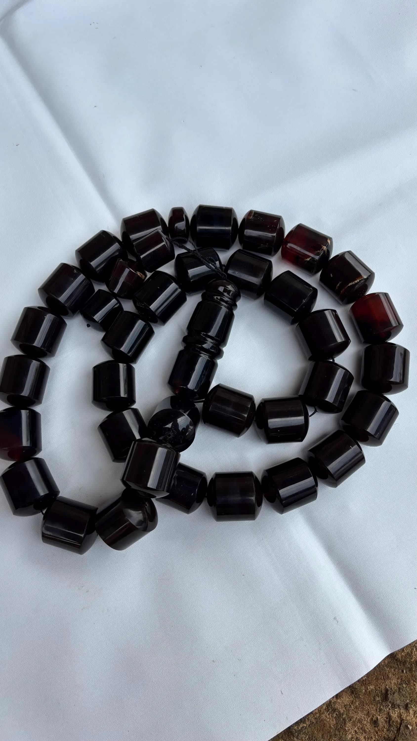 Large Sumatra Amber Tasbih 33 Beads Barrel Shape | Handmade Natural Prayer Beads | Islamic Misbaha | Muslim Gift - image 3