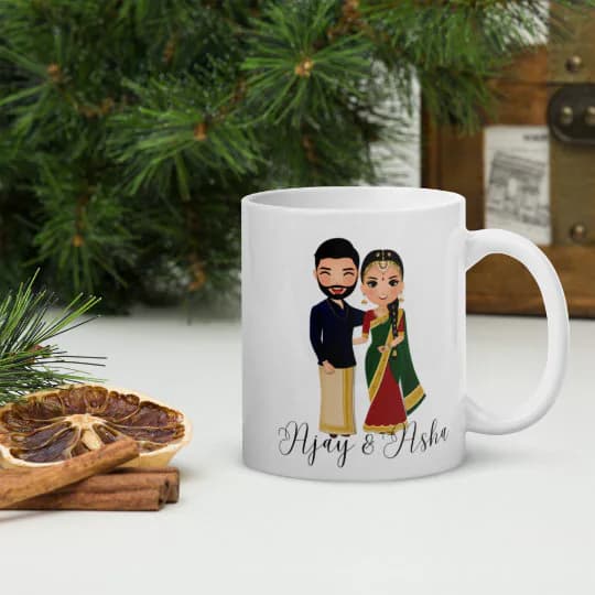Personalized Indian Wedding Mug: South Indian Engagement Gift - image 5
