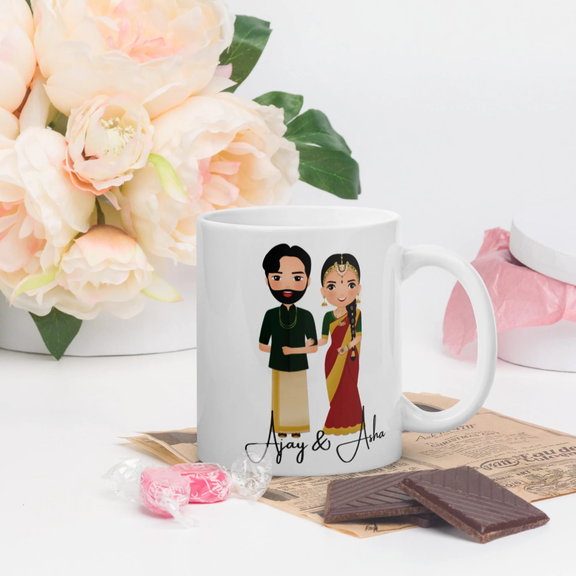 Personalized Indian Wedding Mug: South Indian Engagement Gift - image 4