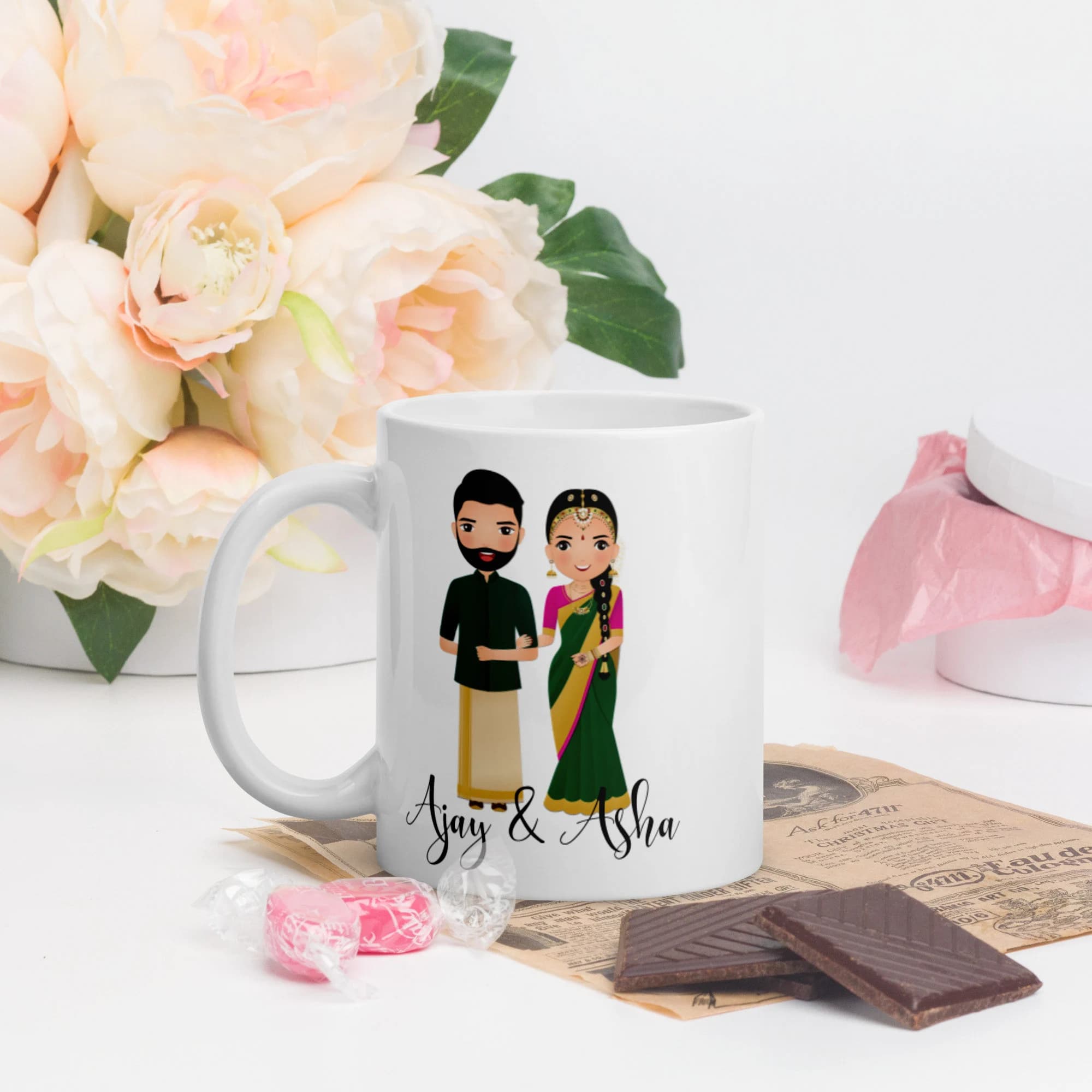 Personalized Indian Wedding Mug: South Indian Engagement Gift - image 2