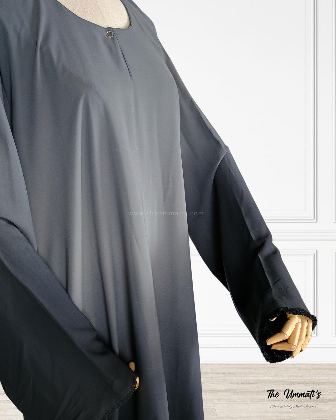 Ombre Abaya - (Charcoal Fade) - image 4