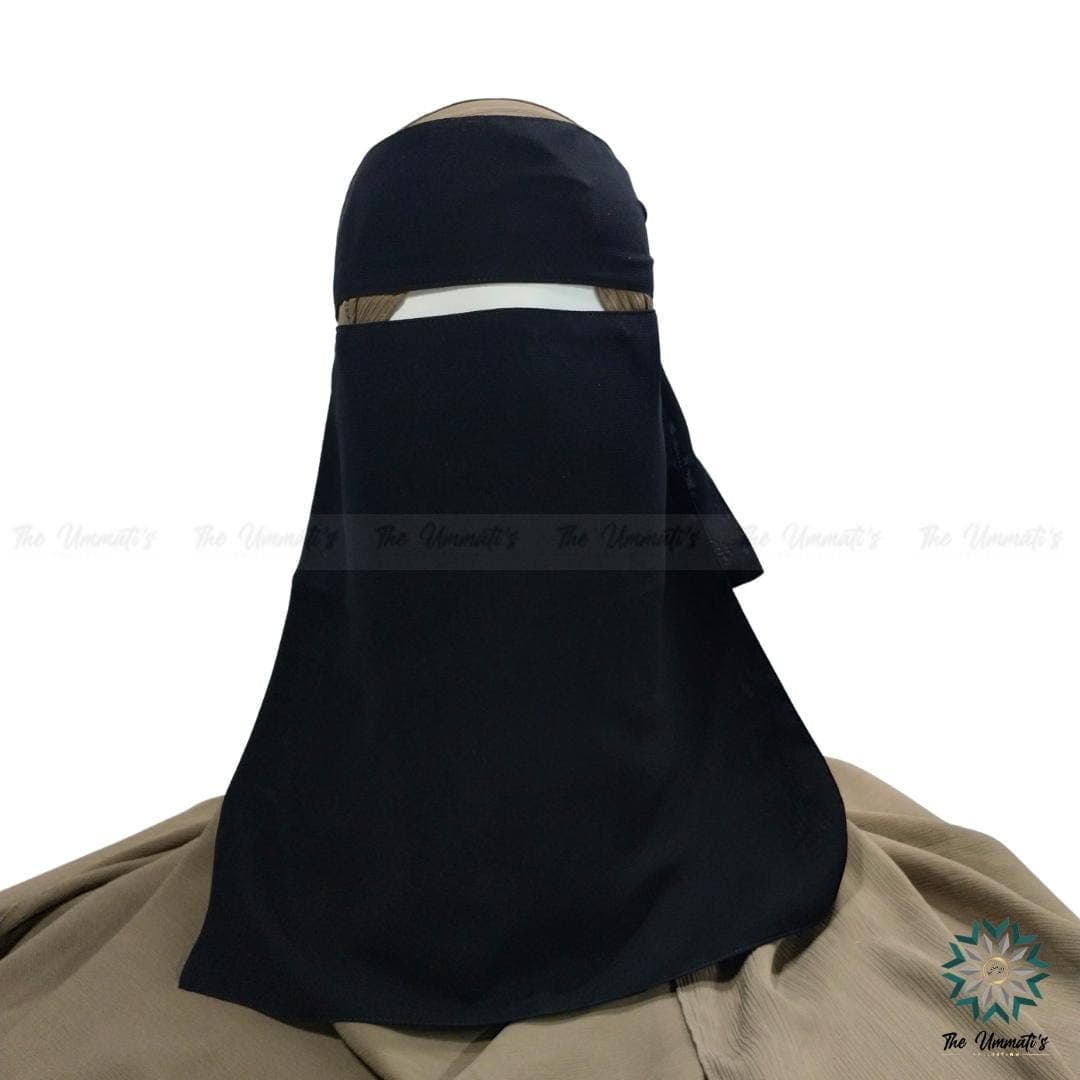 Elastic pull down Single Layer Niqab - Black - image 5