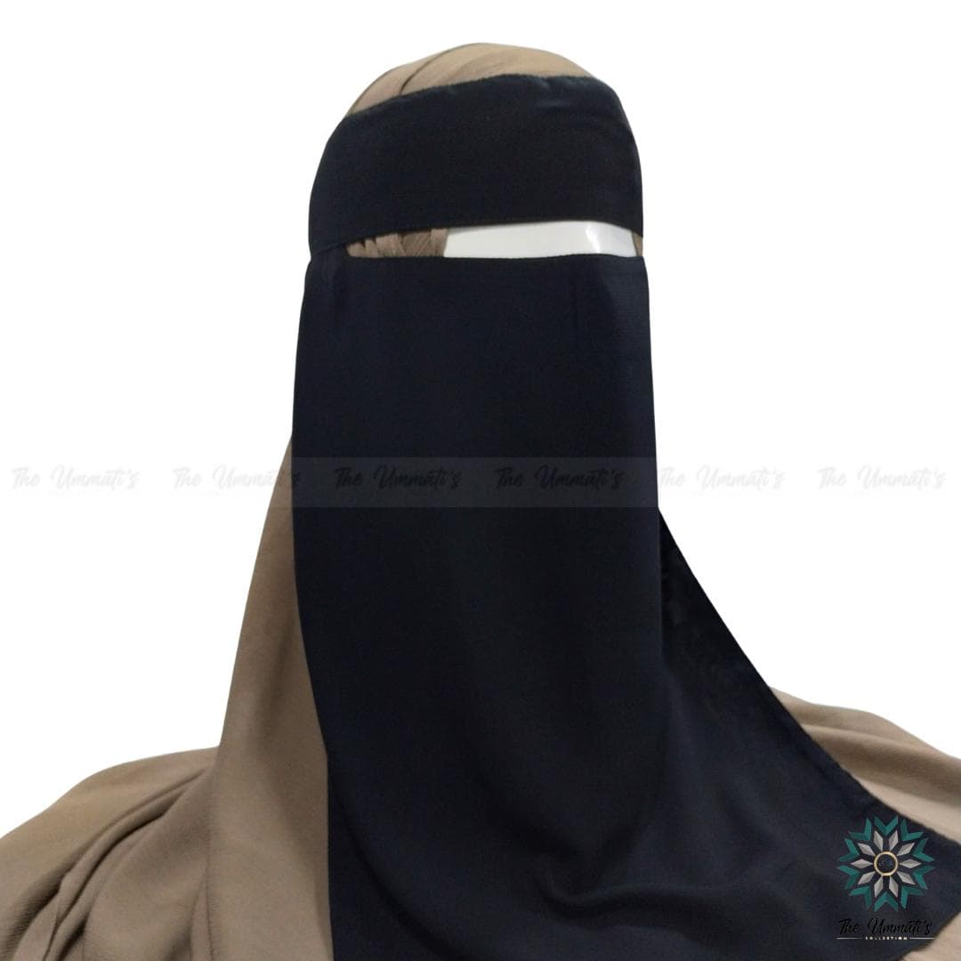 Single Layer Niqab No Pinch - Black - image 5