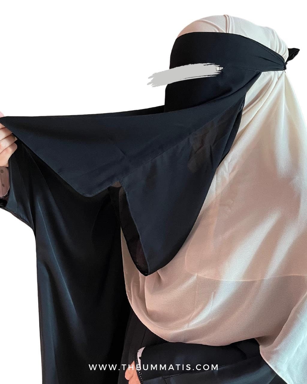 Single Layer Eating Niqab No Pinch - Black - image 3