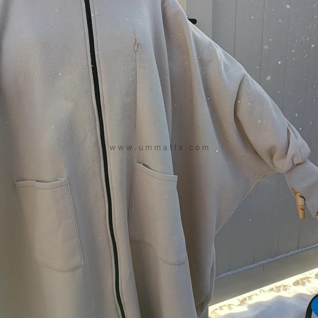 Haya Poncho Abaya Coat - Beige Gray - image 5