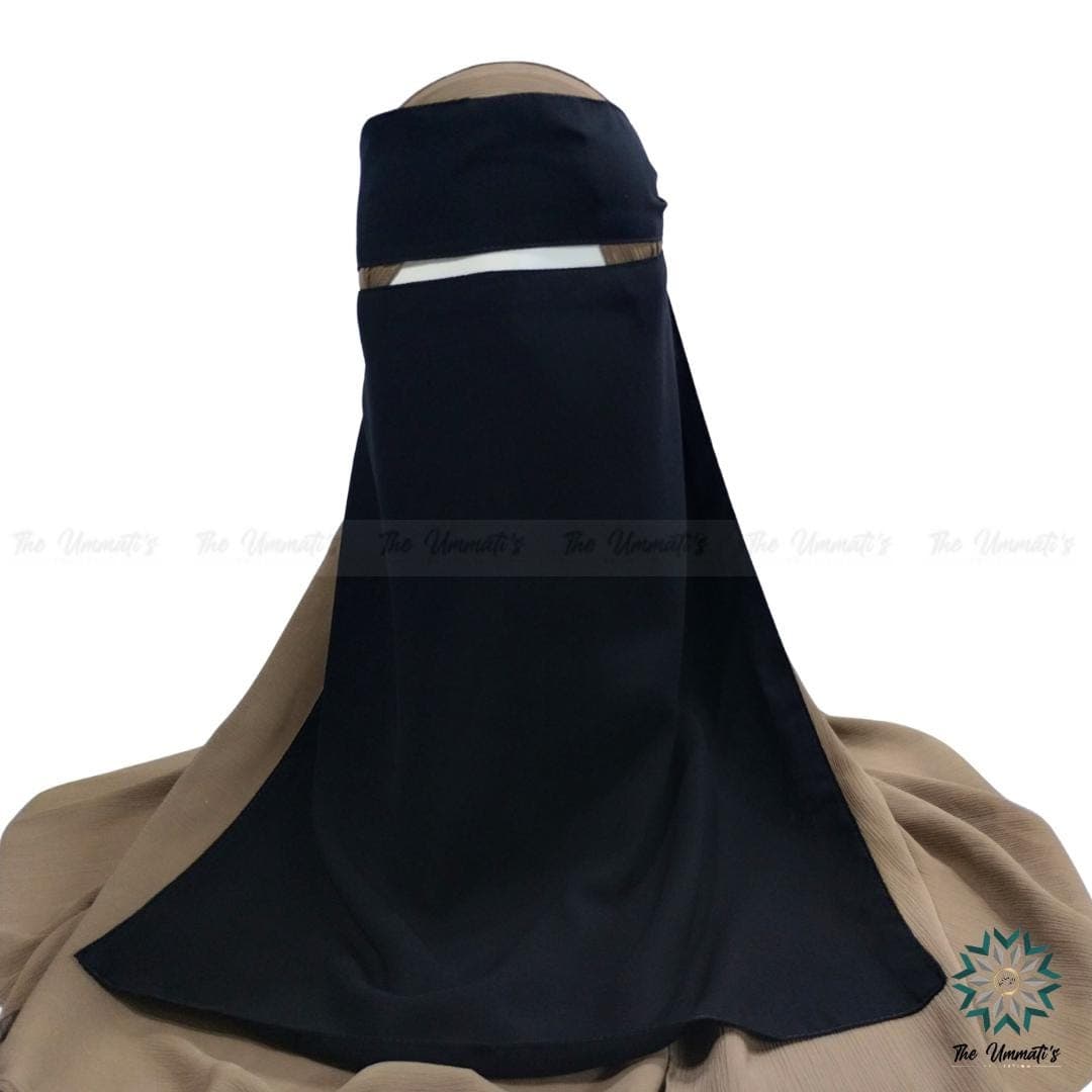 Elastic pull down Single Layer Niqab - Black - image 3