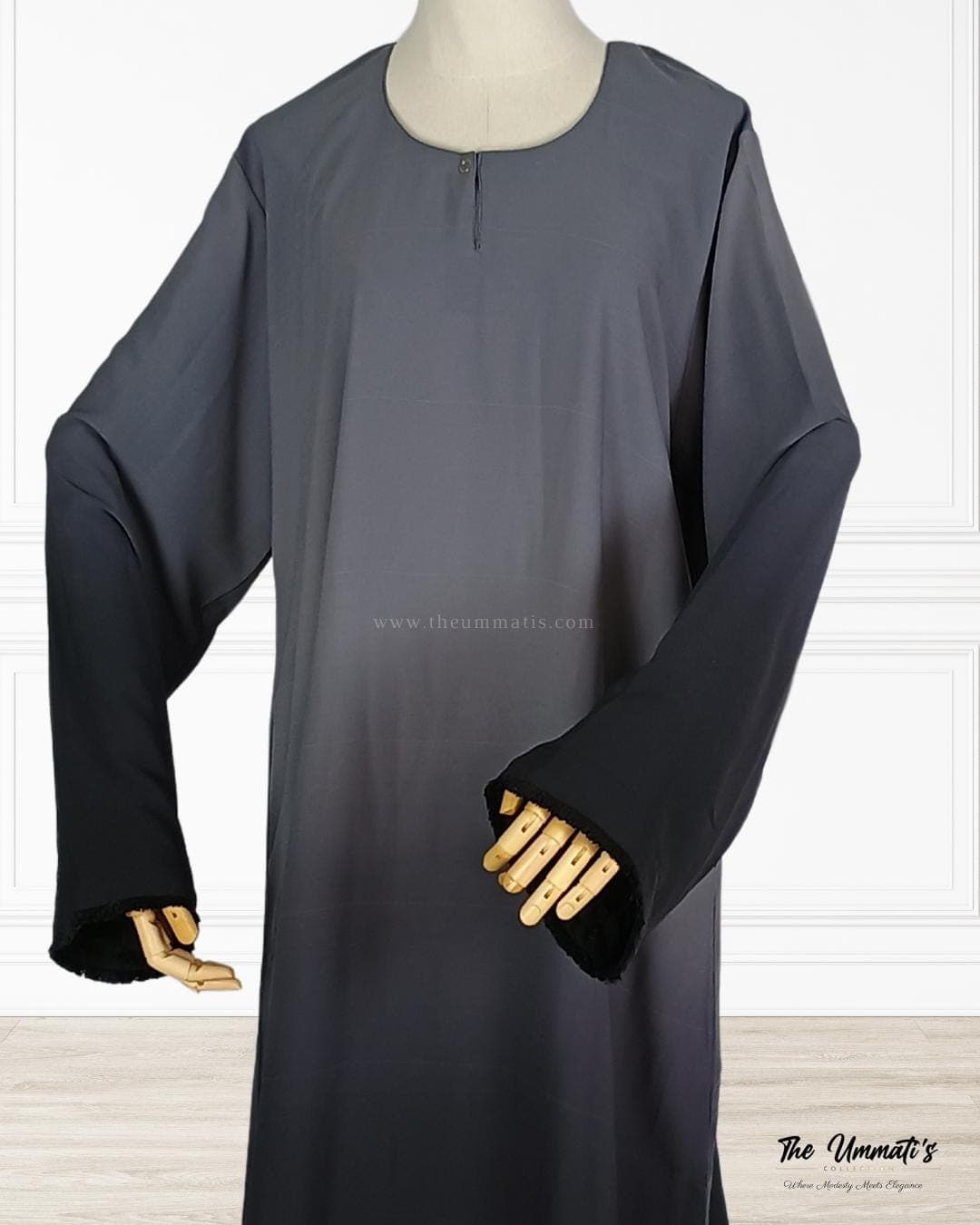Ombre Abaya - (Charcoal Fade) - image 5