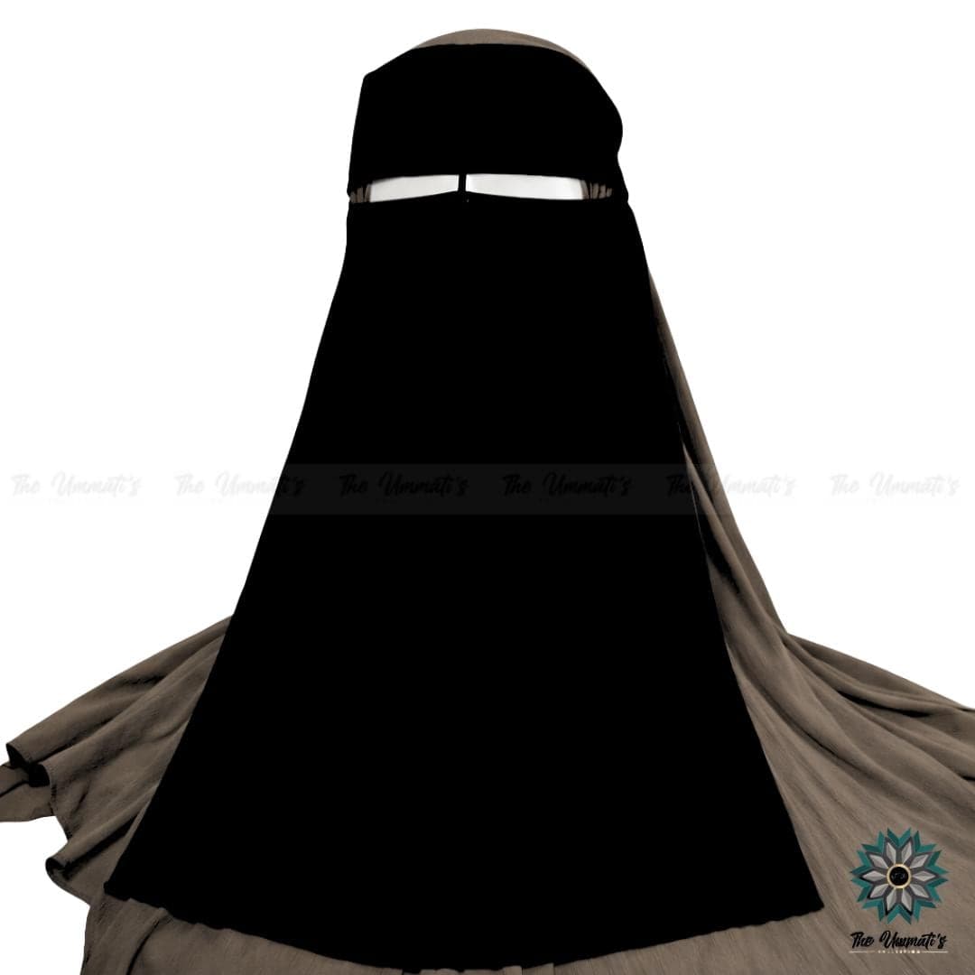 Single Layer Niqab No Pinch with Nose String - Black - image 4