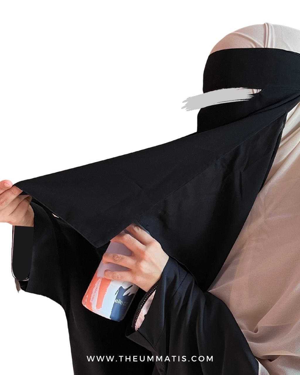 Single Layer Eating Niqab No Pinch - Black
