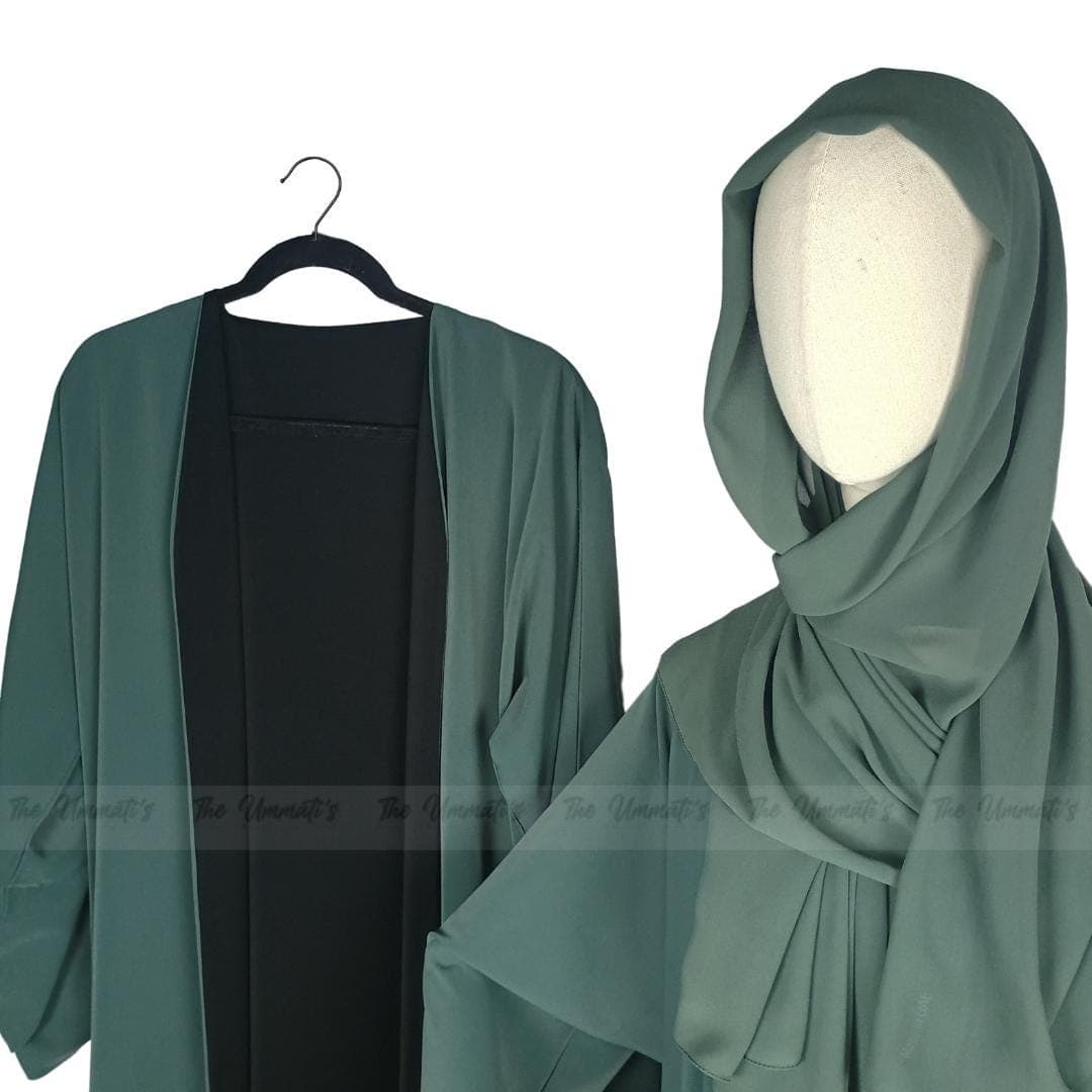 Abaya Hareerah luxury set - (Twilight Sage) - image 3