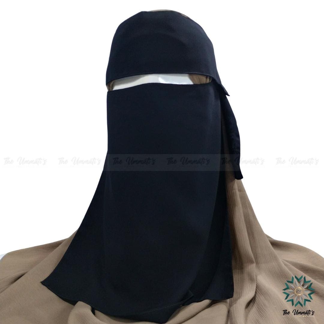 Single Layer Niqab No Pinch With Flap - Black