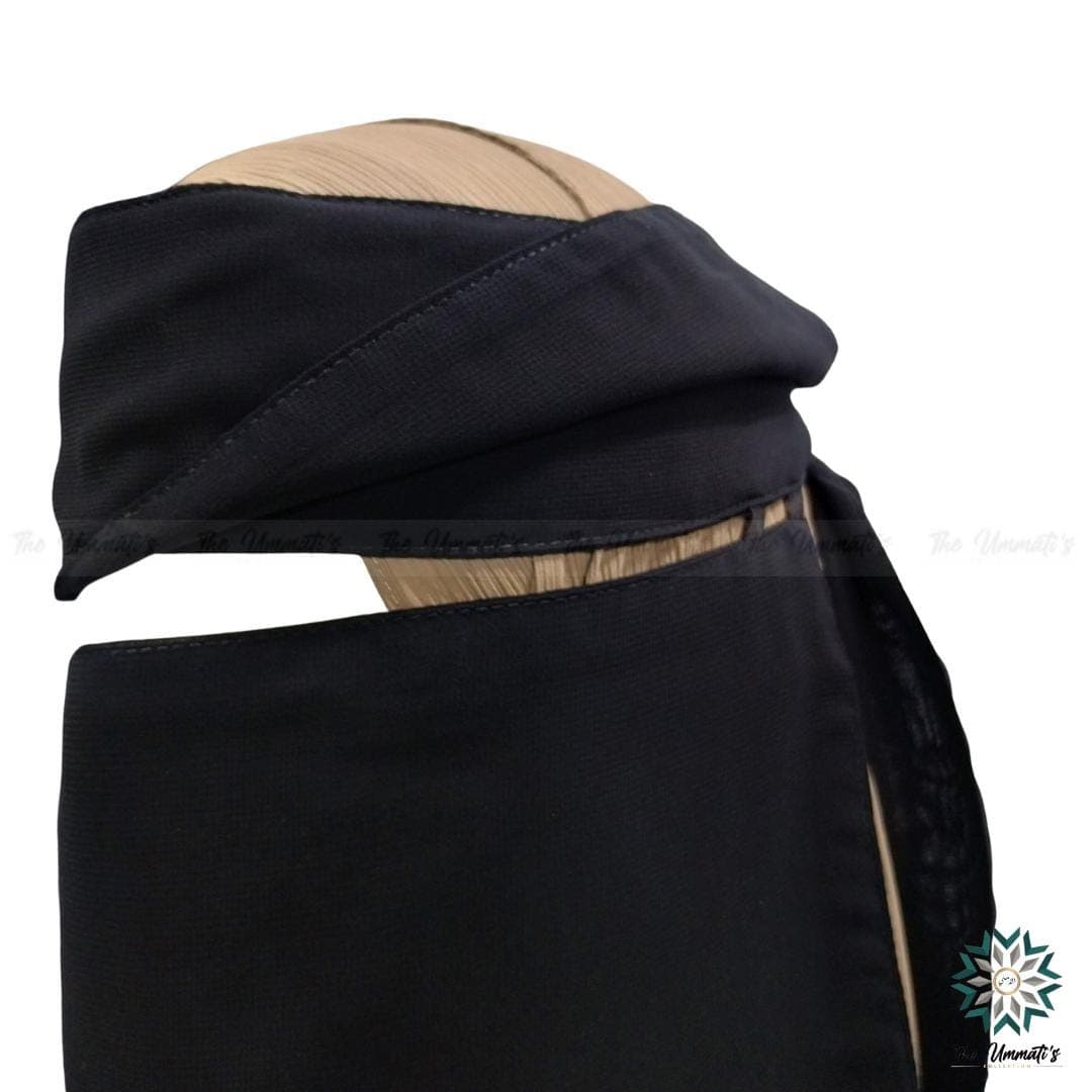 Pull Down Single Layer Niqab With Flap - Black - image 4