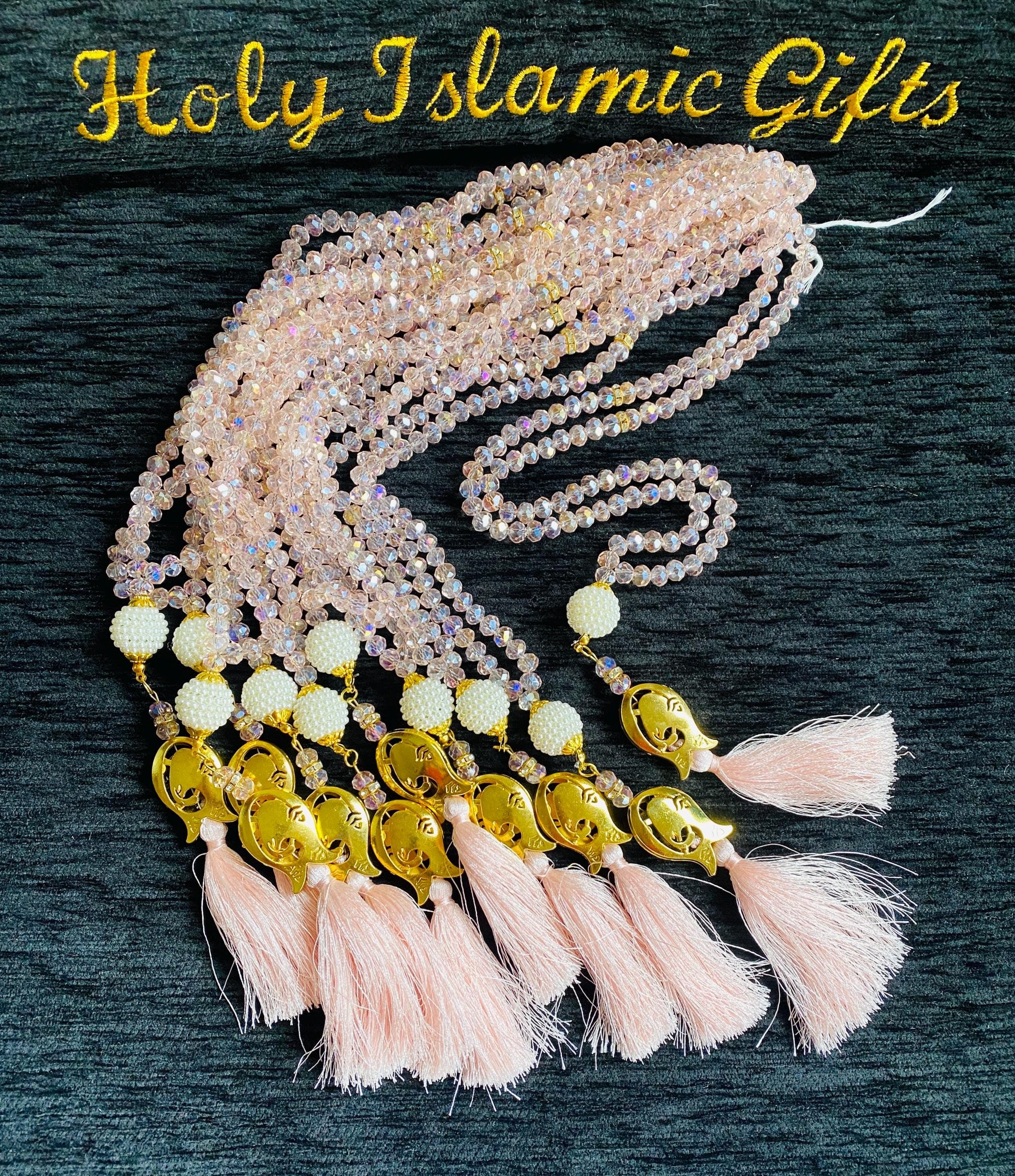 Crystal 99 Bead Tasbih: Islamic Prayer Beads with Swarovski Stone