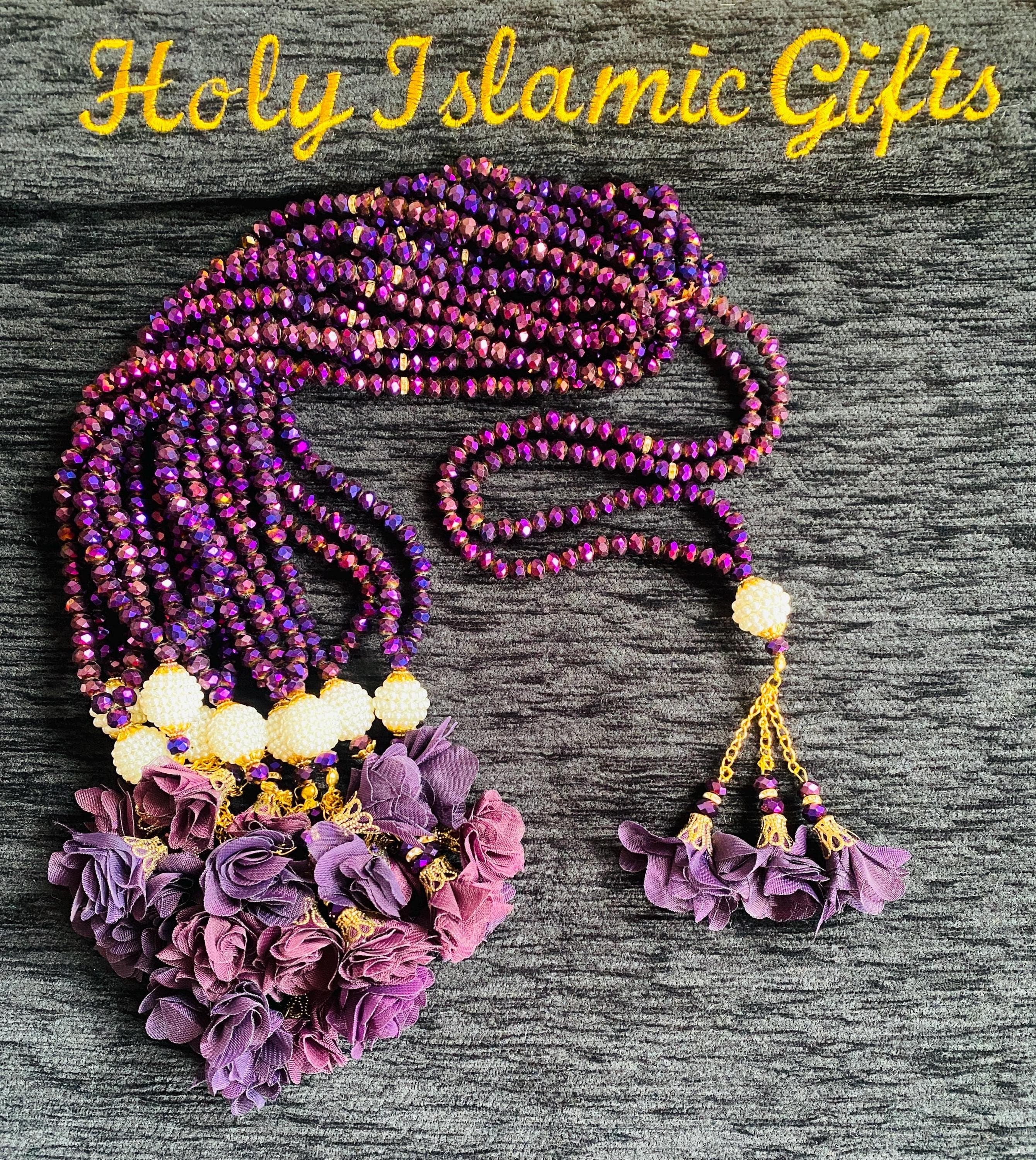 White Crystal Tasbih: Islamic Prayer Beads with Swarovski Stone - image 4