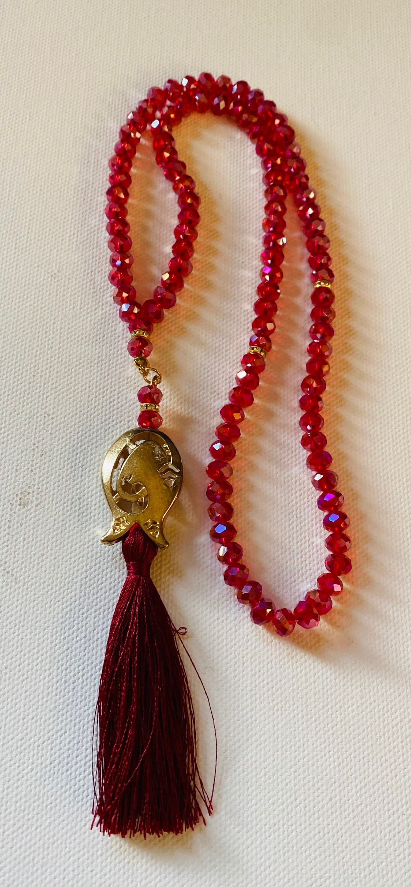 Blue Crystal Tasbih: Gold Swarovski Islamic Prayer Beads - image 5