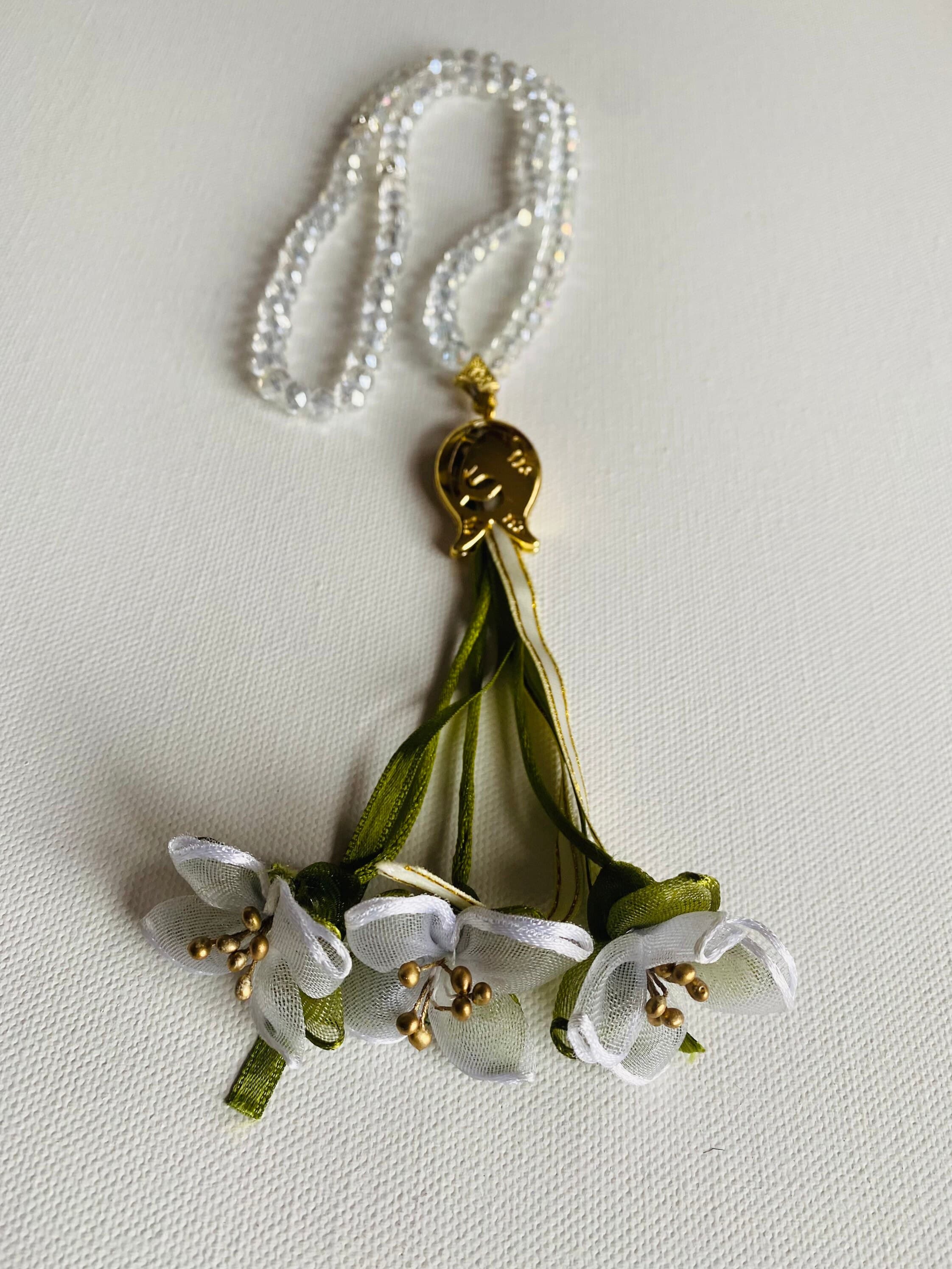 Handcrafted Crystal Prayer Beads | Islamic Gift with Needle Lace Flower - image 4