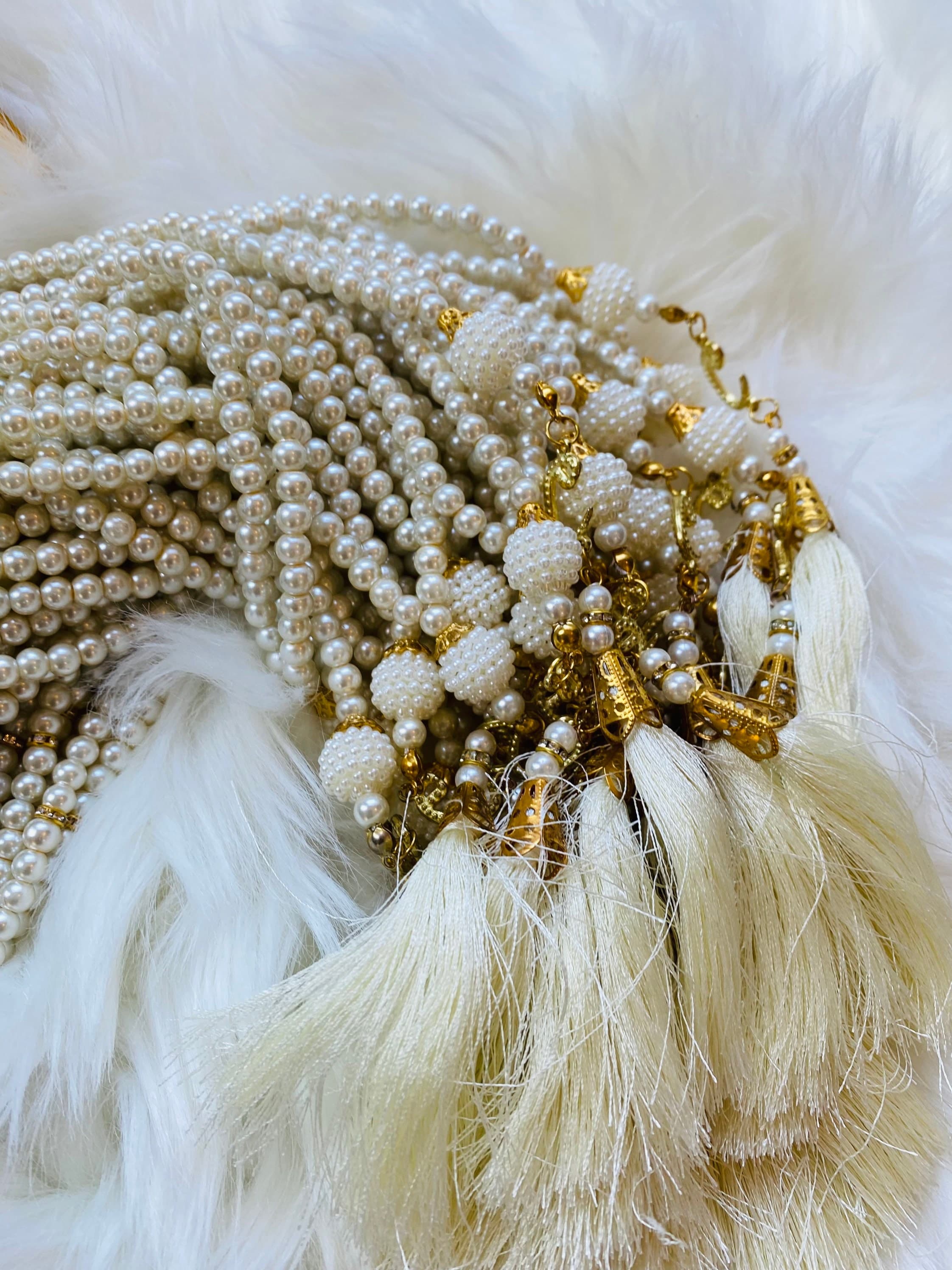 Cream Pearl Tasbeeh 99 Beads: Islamic Prayer tasbeeh with Gold Stone - image 5