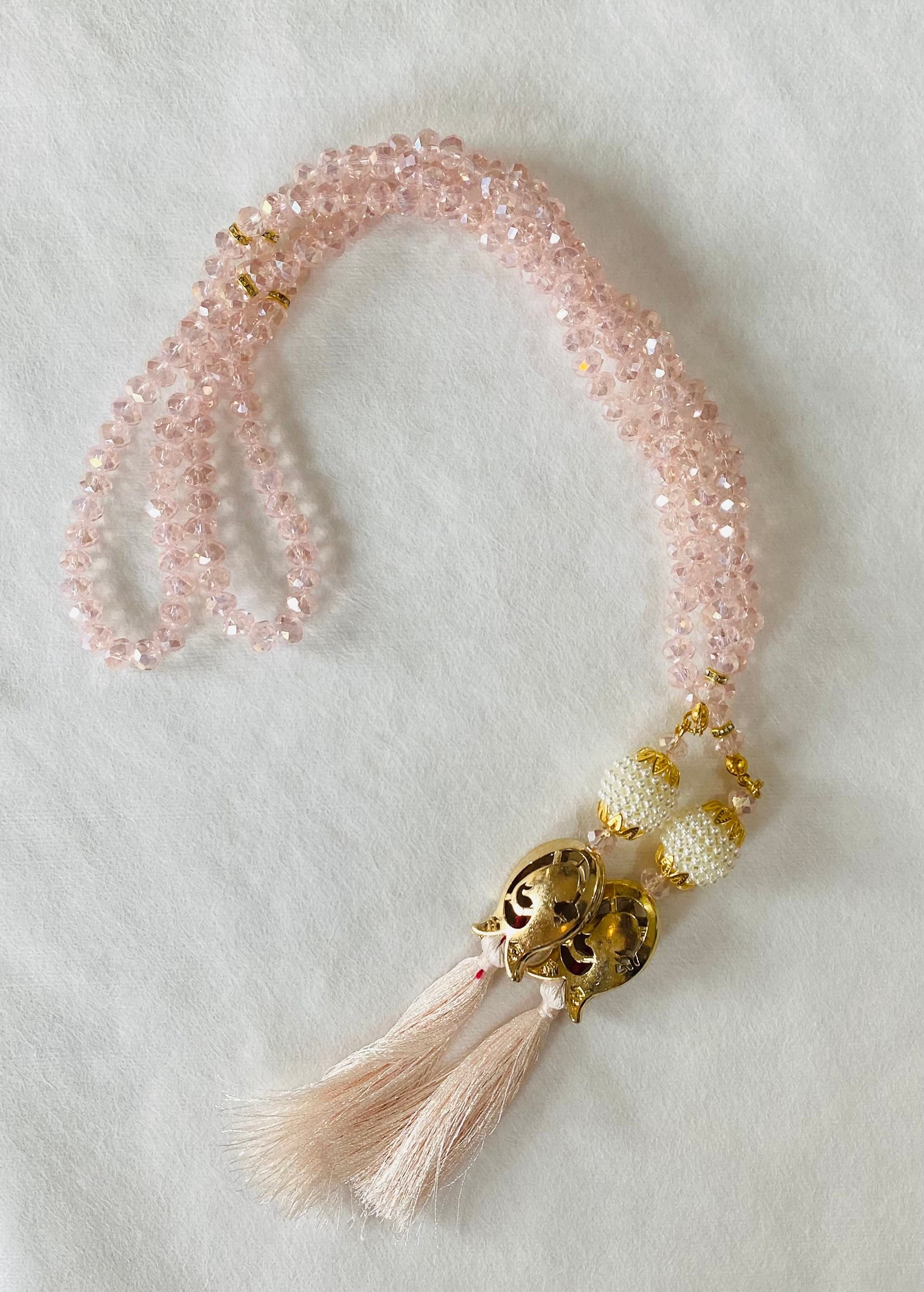 Pink Crystal Tasbih: Islamic Prayer Beads with Swarovski Stone - image 3