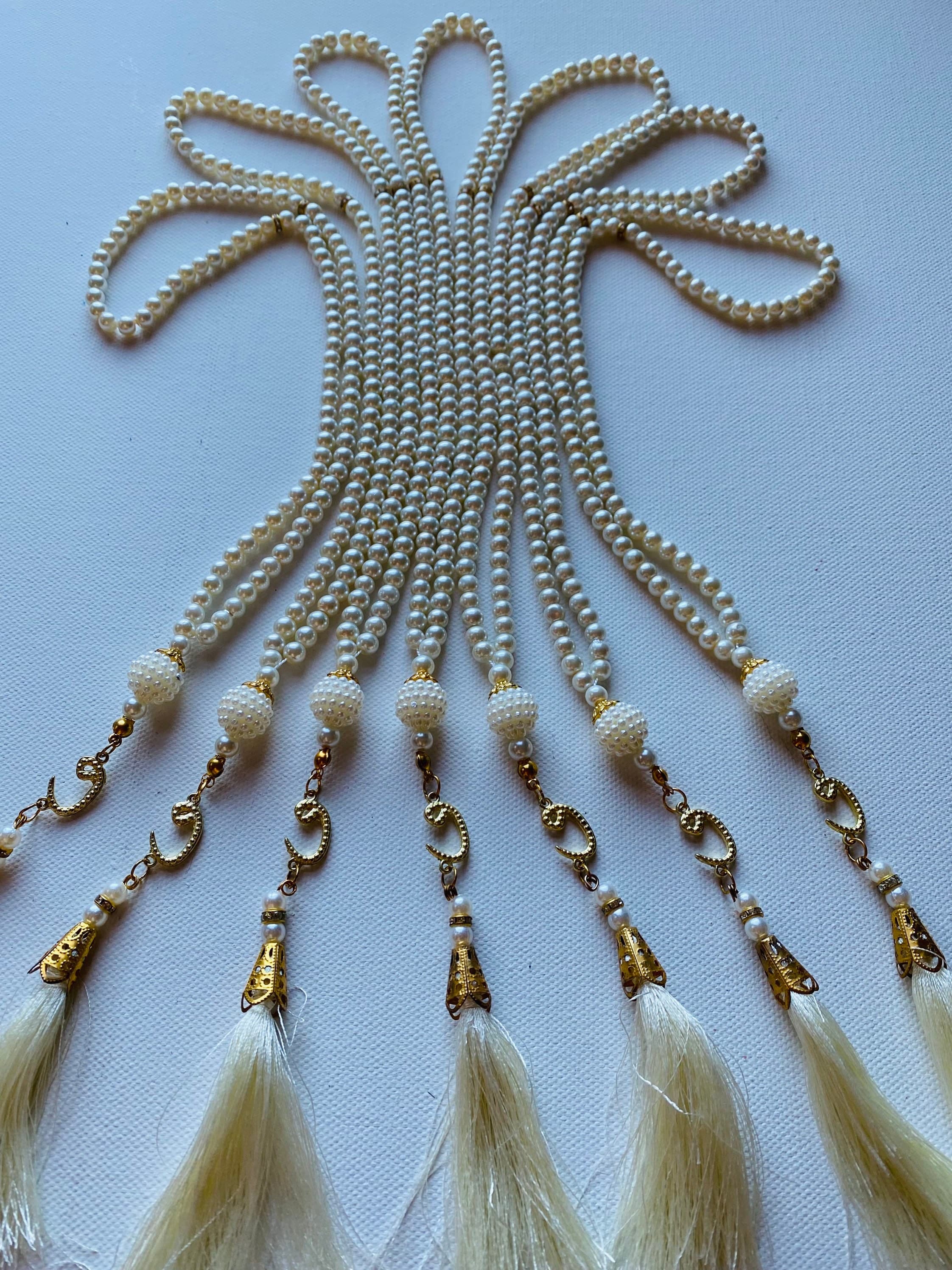 Pearl Tasbeeh 99 Bead: Islamic Prayer Beads with Gold Accents - image 4
