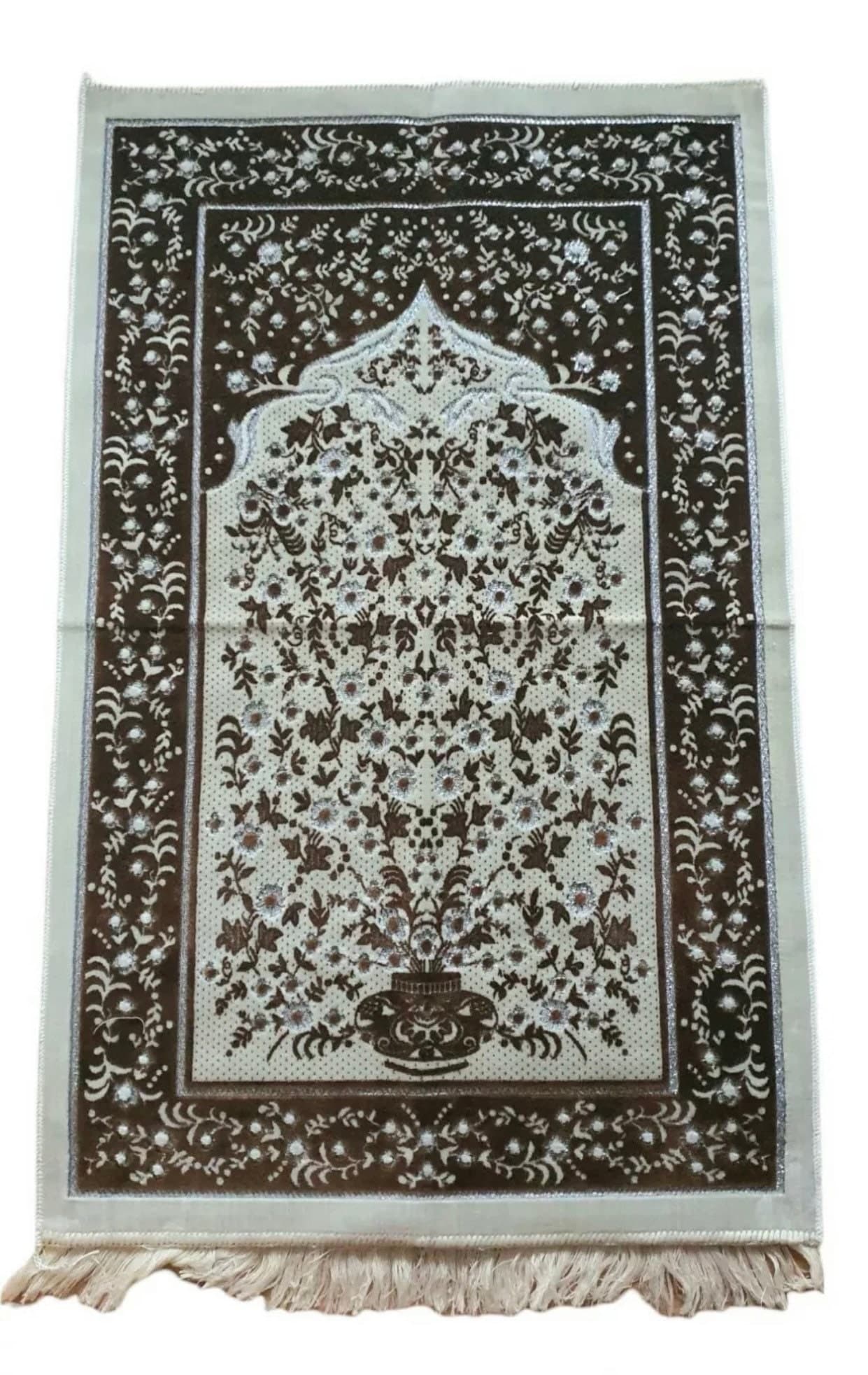 Luxury Prayer Rug Sejhade: Islamic Gift with Pearl Tasbeeh