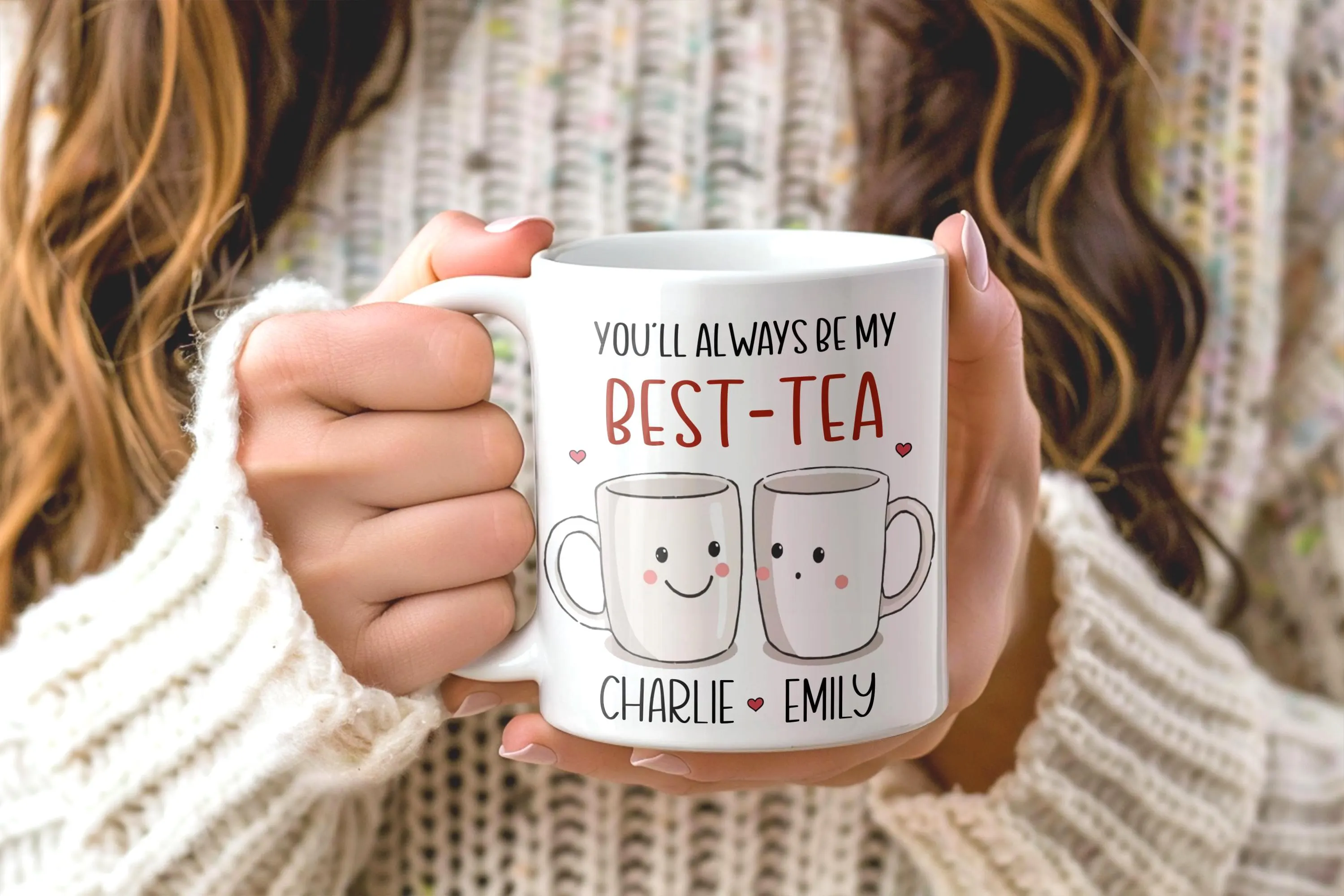 Personalised Best-Tea Mug • Custom Best-Tea • Cute Tea Mug Gift with Names • Friendship Coffee Cup • Hubby & Wifey Mug