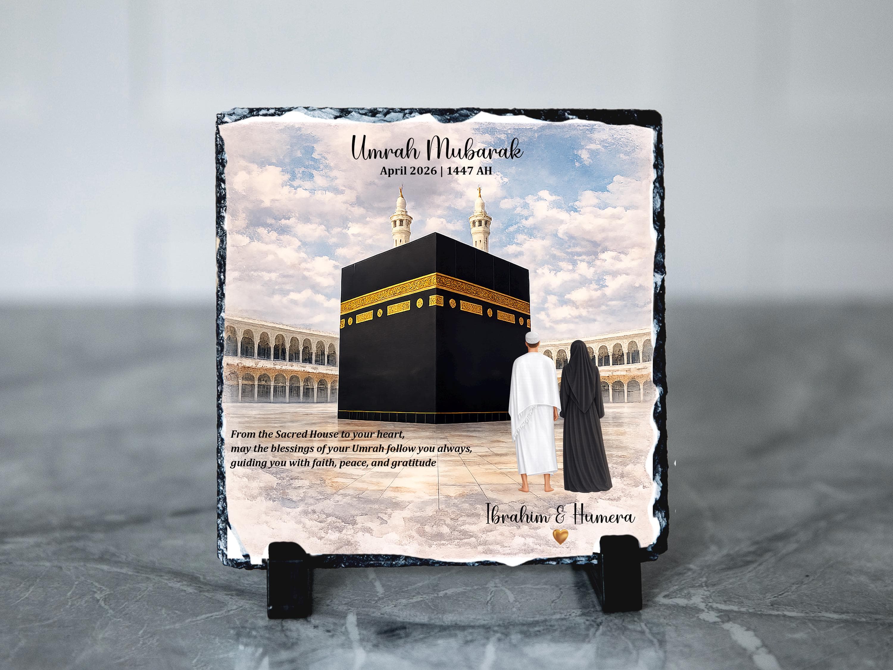 Umrah Mubarak Couples Gift Personalised Slate | Hajj Mubarak Gift  | Custom Muslim Couples Gift | Umrah Keepsake Plaque | Hajj Mubarak - image 3