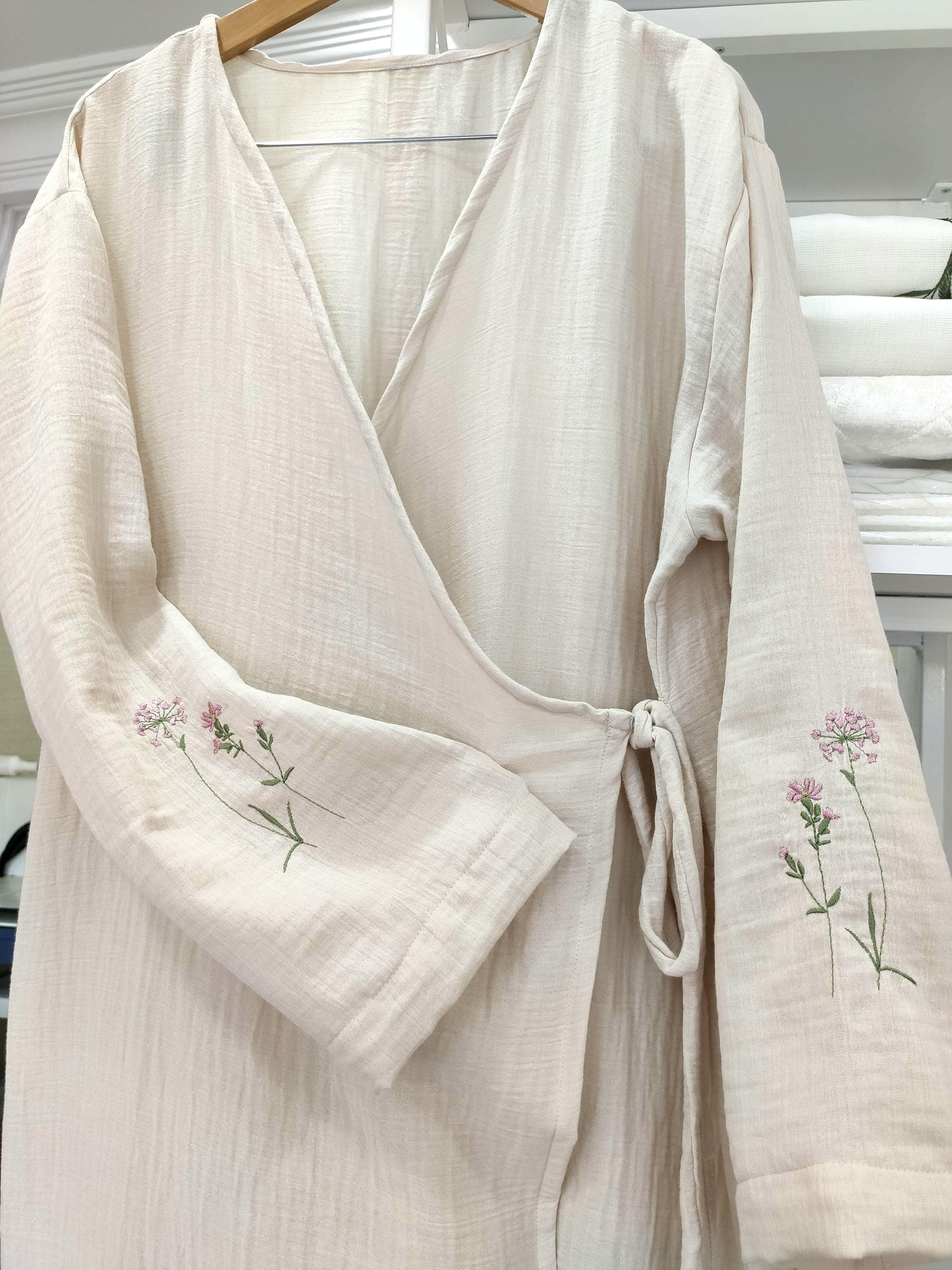 Handmade Embroidered Cotton Muslin Prayer Dress, Turkish Modest Robe (100% Natural),Müslim Abaya,Umrah attire - image 5