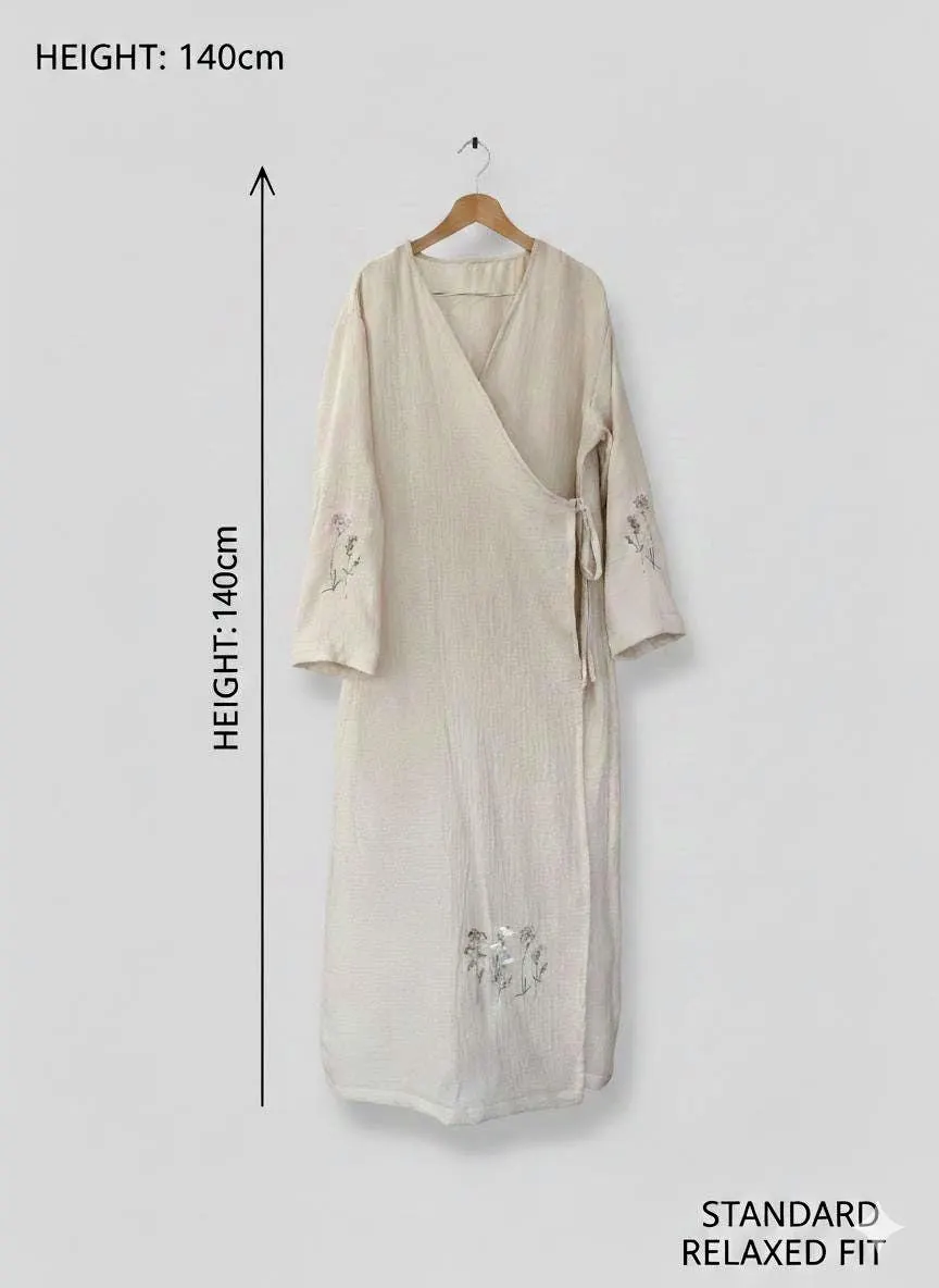 Handmade Embroidered Cotton Muslin Prayer Dress, Turkish Modest Robe (100% Natural),Müslim Abaya,Umrah attire