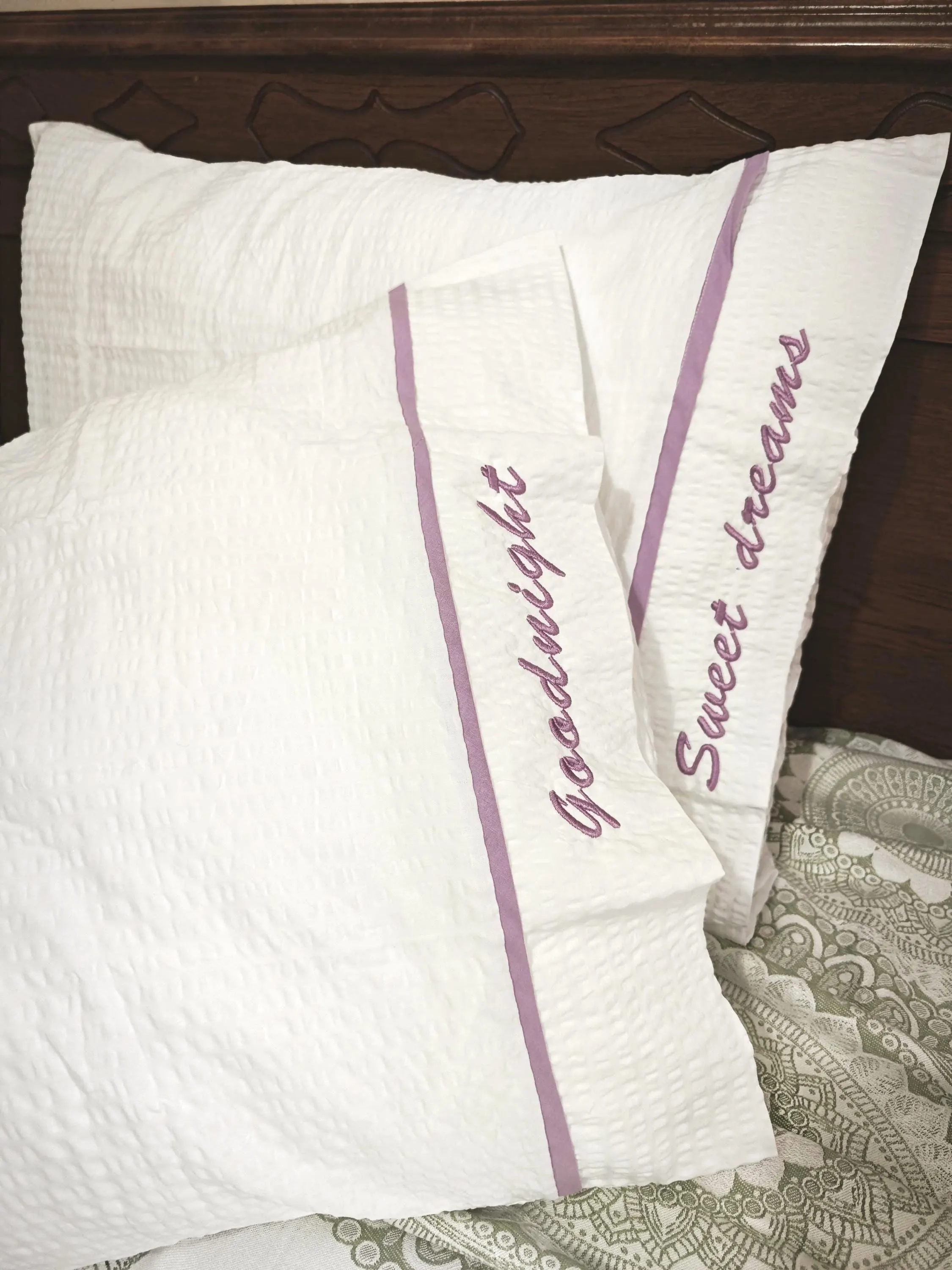 Personalized Cotton Waffle Pillowcase, Embroidered Monogram Home Decor - image 2