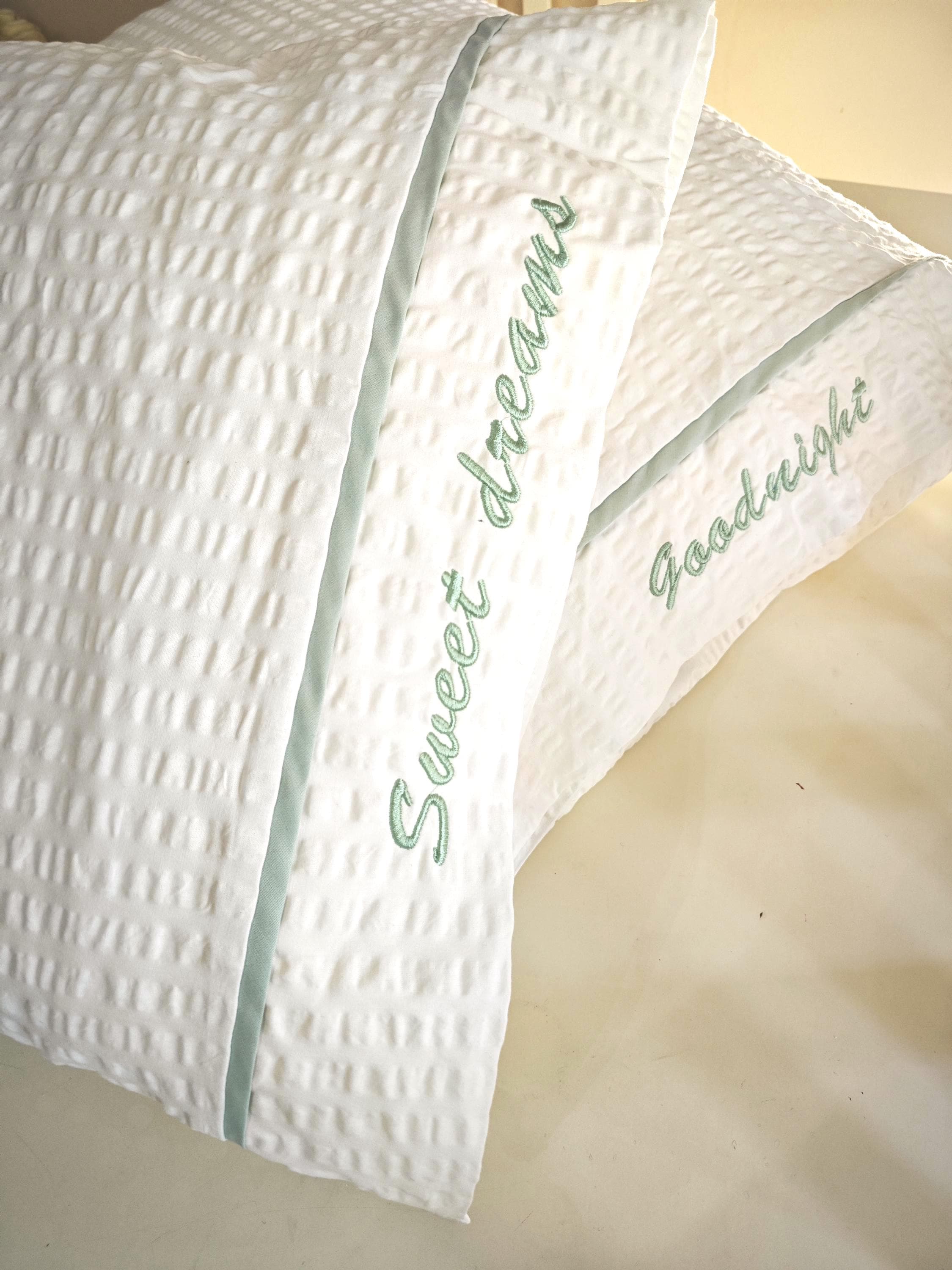 Personalized Cotton Waffle Pillowcase, Embroidered Monogram Home Decor - image 4