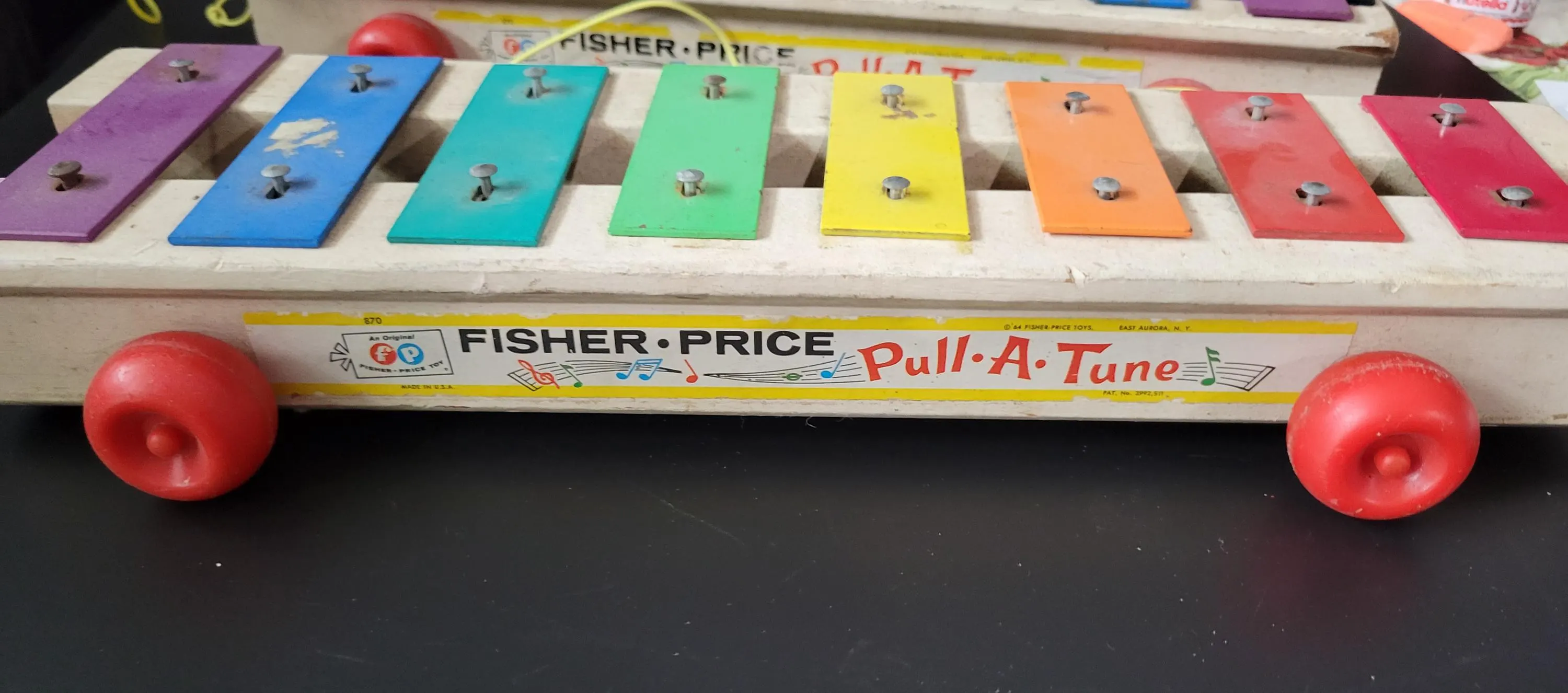 Vintage Fisher-Price "Pull-A-Tune" wooden musical xylophone pull toys - image 4