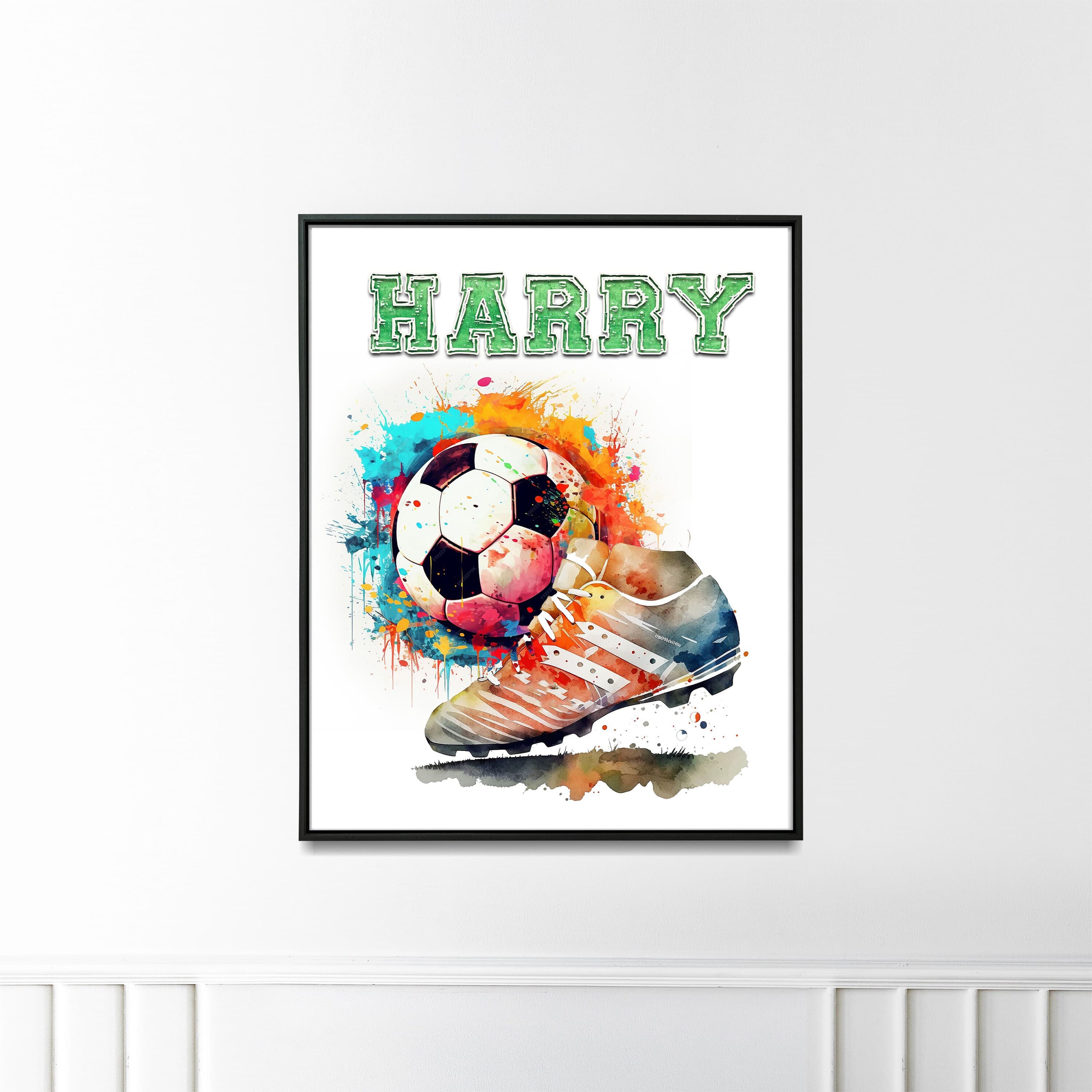 Personalized Football Watercolor Art | Custom Name Print with Inspirational Quotes | Vibrant Soccer Wall Decor | Kids Room Decoration - image 5