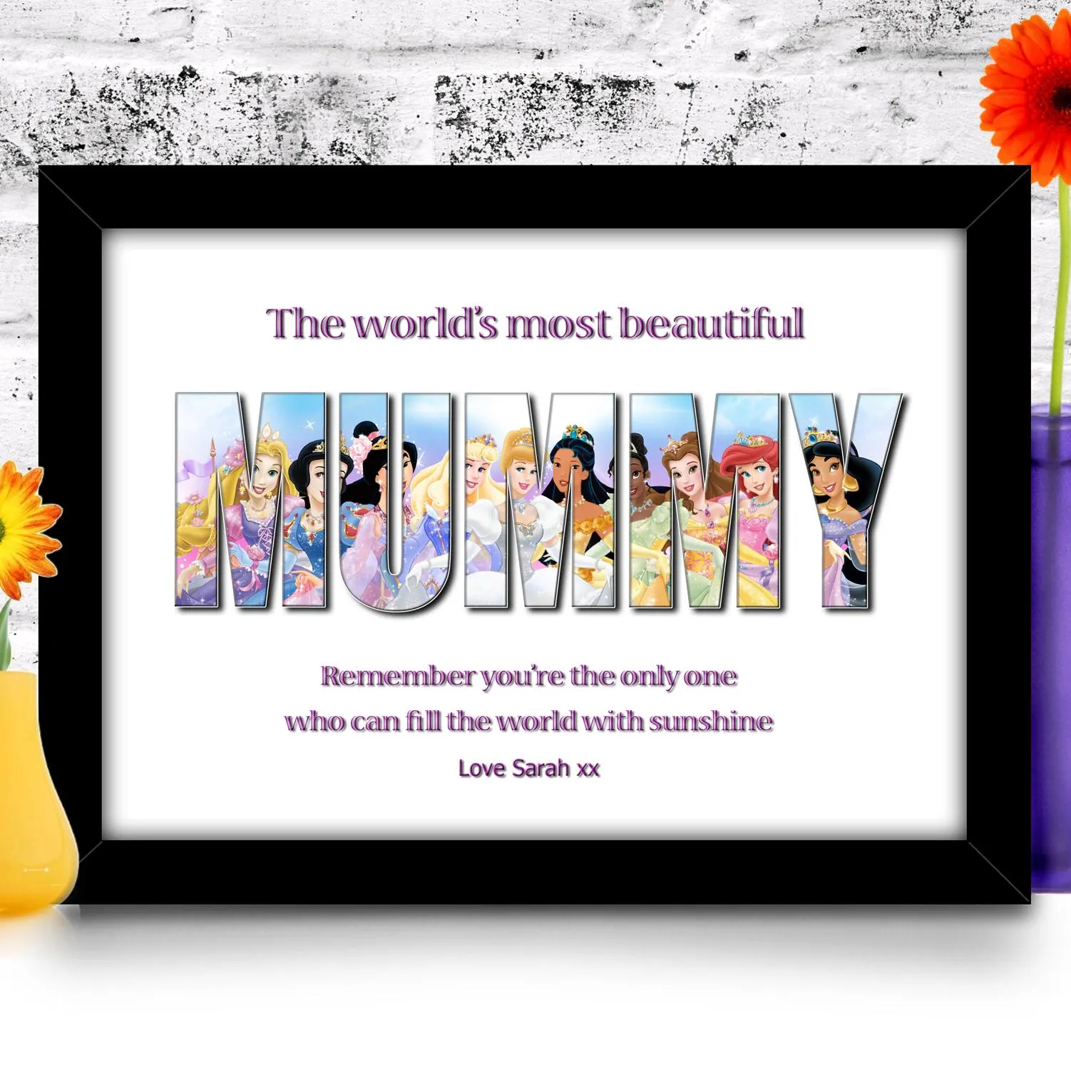 Personalised Mothers day Gift Motherly Love print Artwork for Mummy - Customize with your child name and touching quote / heartfelt message