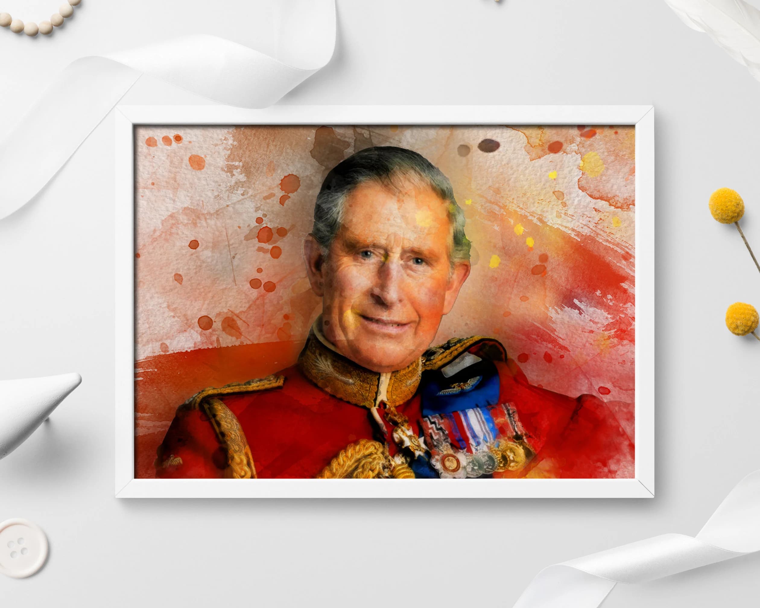 King Charles III Watercolor Portrait Print, Royal Coronation Art - image 4